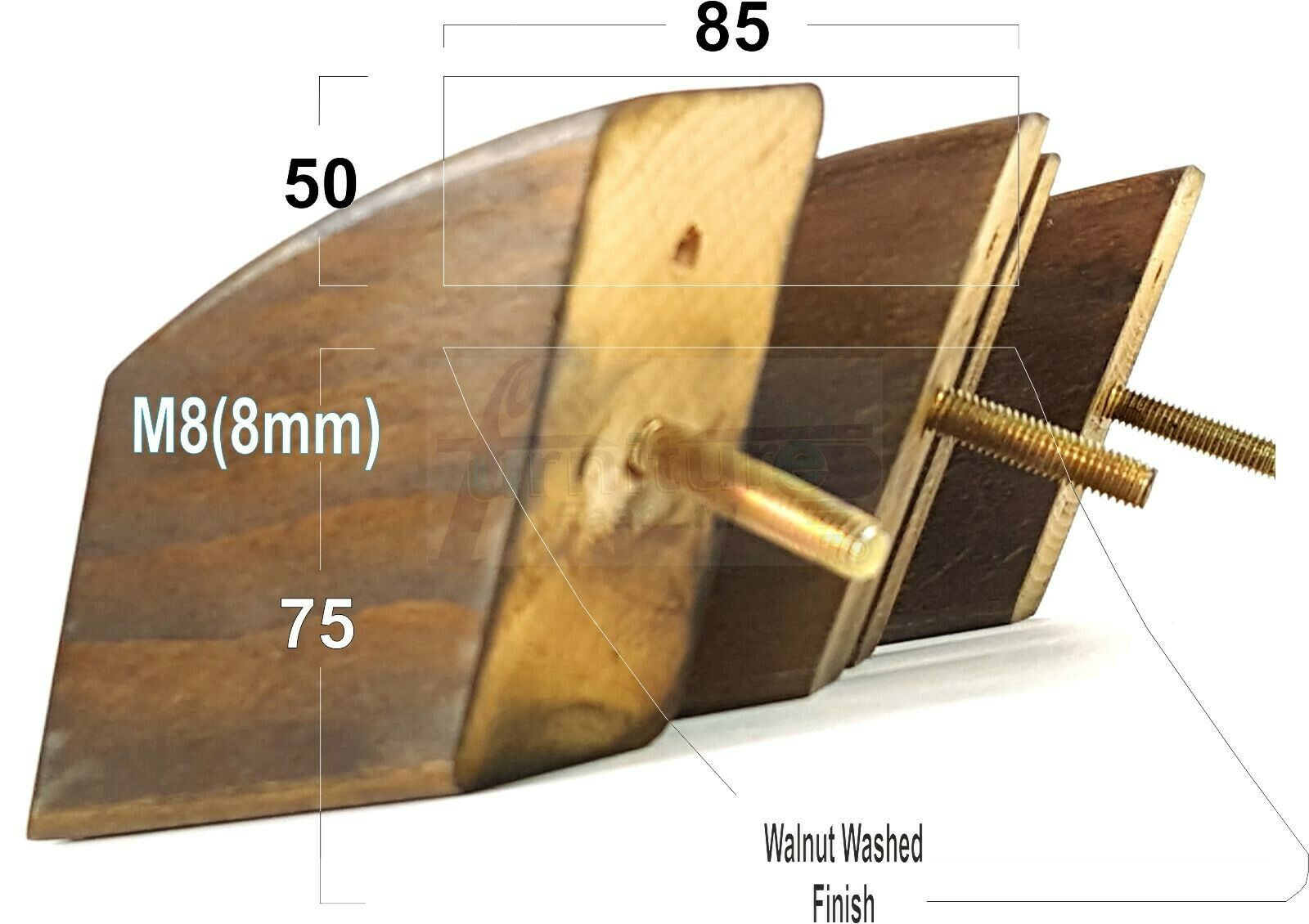 SET OF 4 WOODEN FURNITURE FEET 75mm HIGH REPLACEMENT SOFA LEGS 8mm Thread