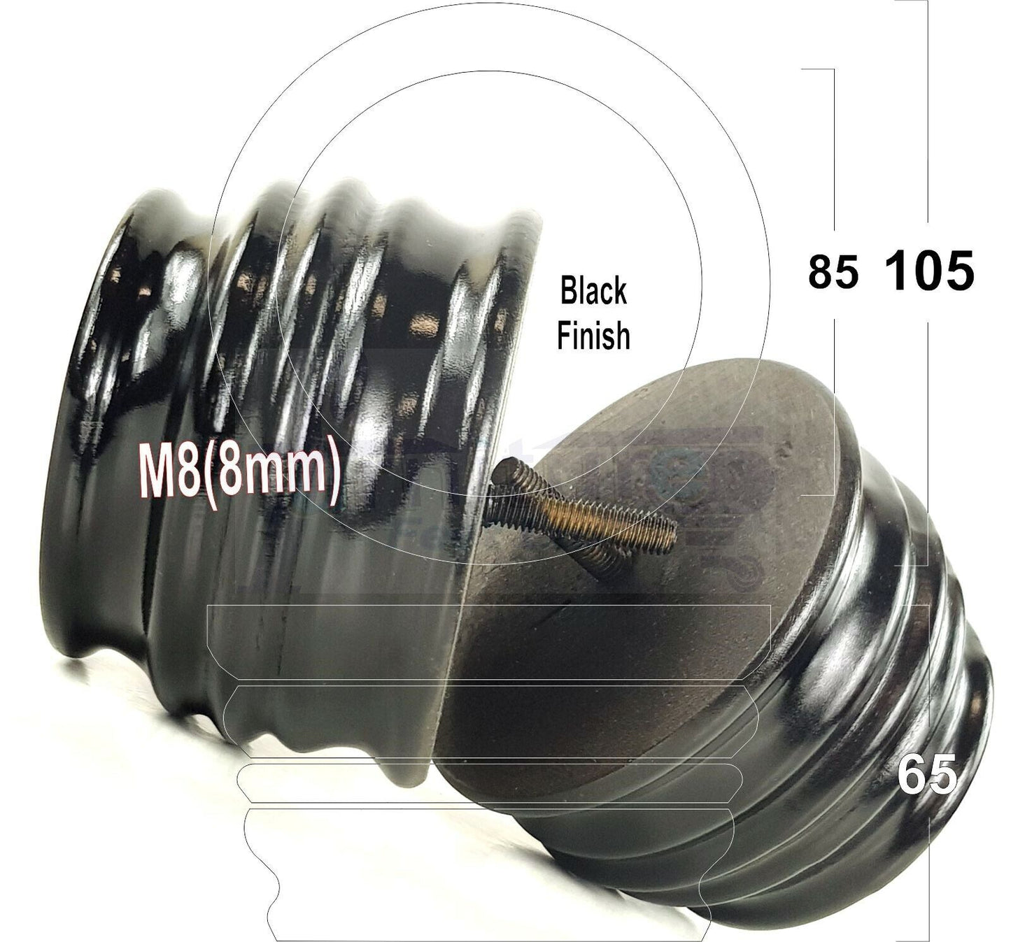 4x Replacement Turned Wooden Furniture Legs 65mm High 8mm Tread