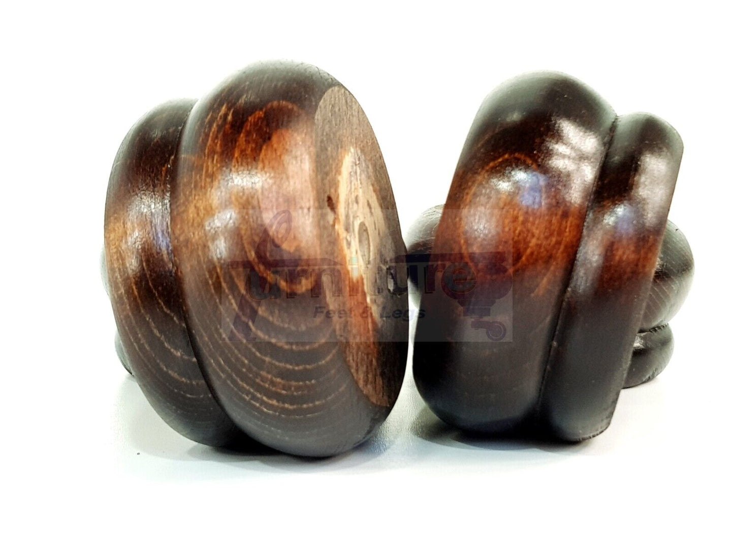 4 Turned Wood Furniture Legs Chair Sofa Stool Bed Replacement Bun Feet 50mm High