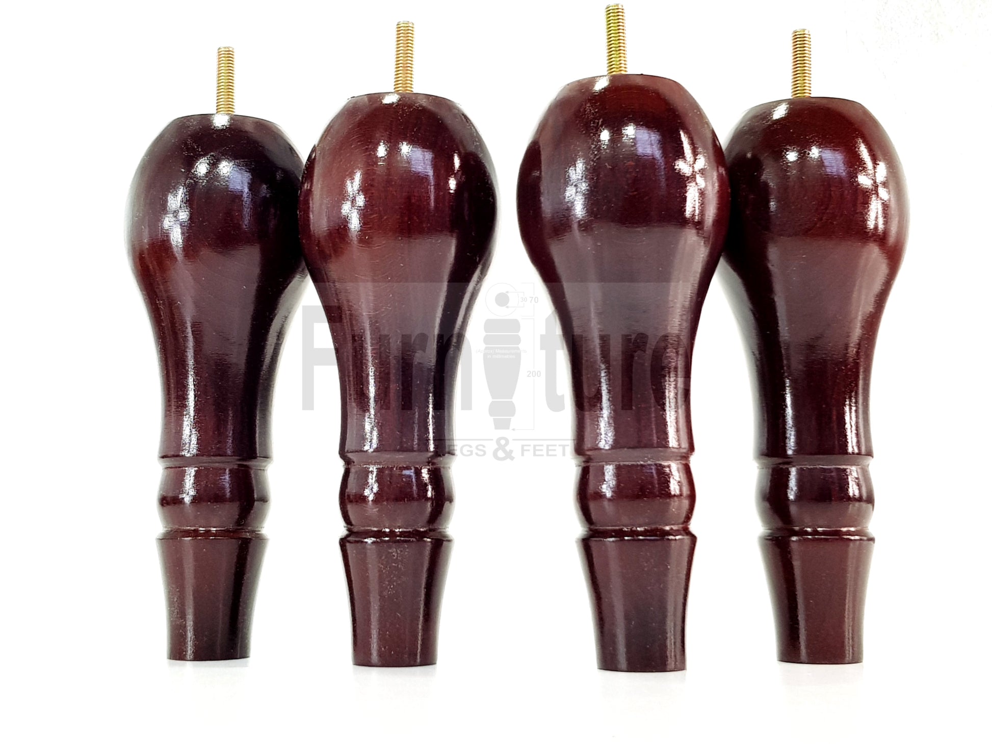 4x Solid Wood Turned Replacement M10 Thread Furniture Legs Sofa Chair Settee Feet 200mm