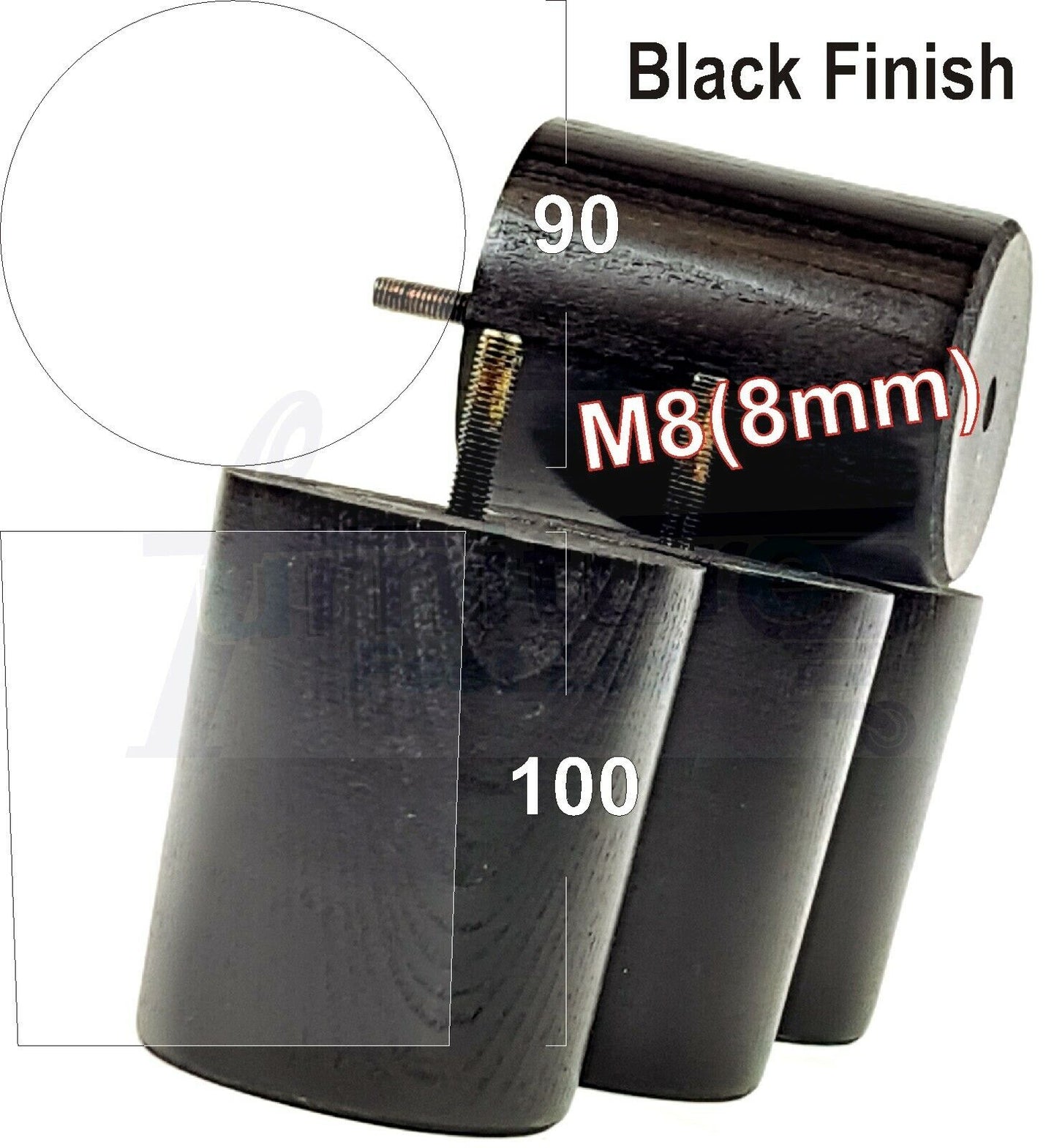 4x Turned Wood Furniture Legs Chair Sofa Bed M8 Replacement Settee Feet 100mm