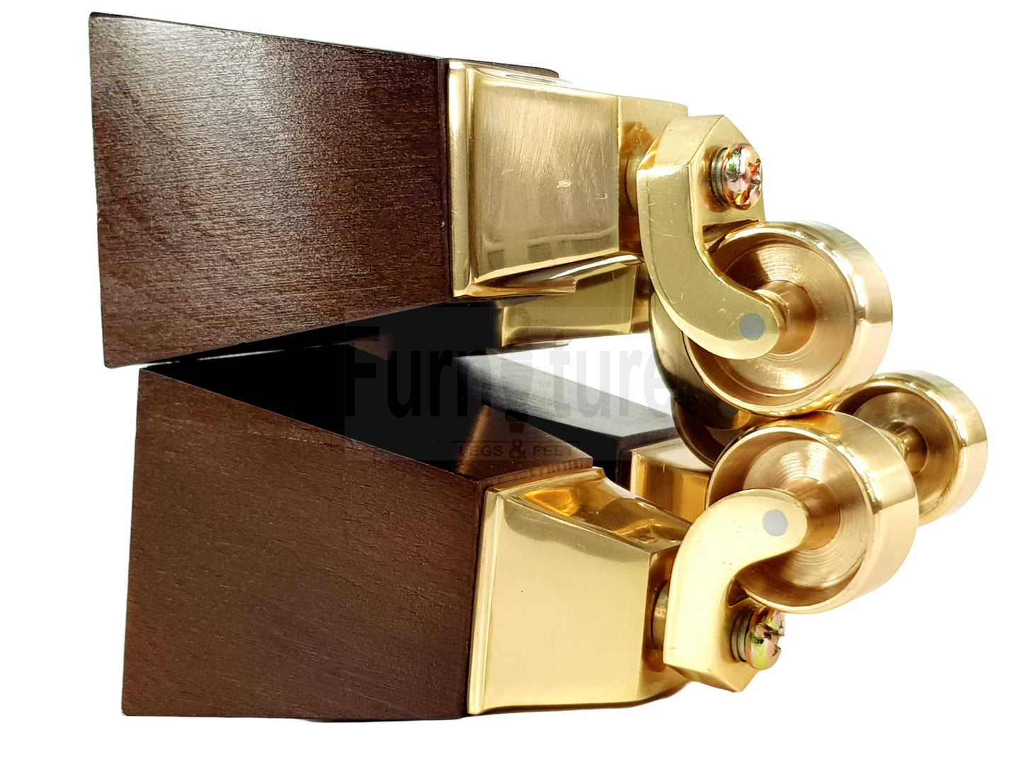 4x Block Wood Furniture Legs With Castor 8mm Thread For Chairs Settees Sofa 150mm High