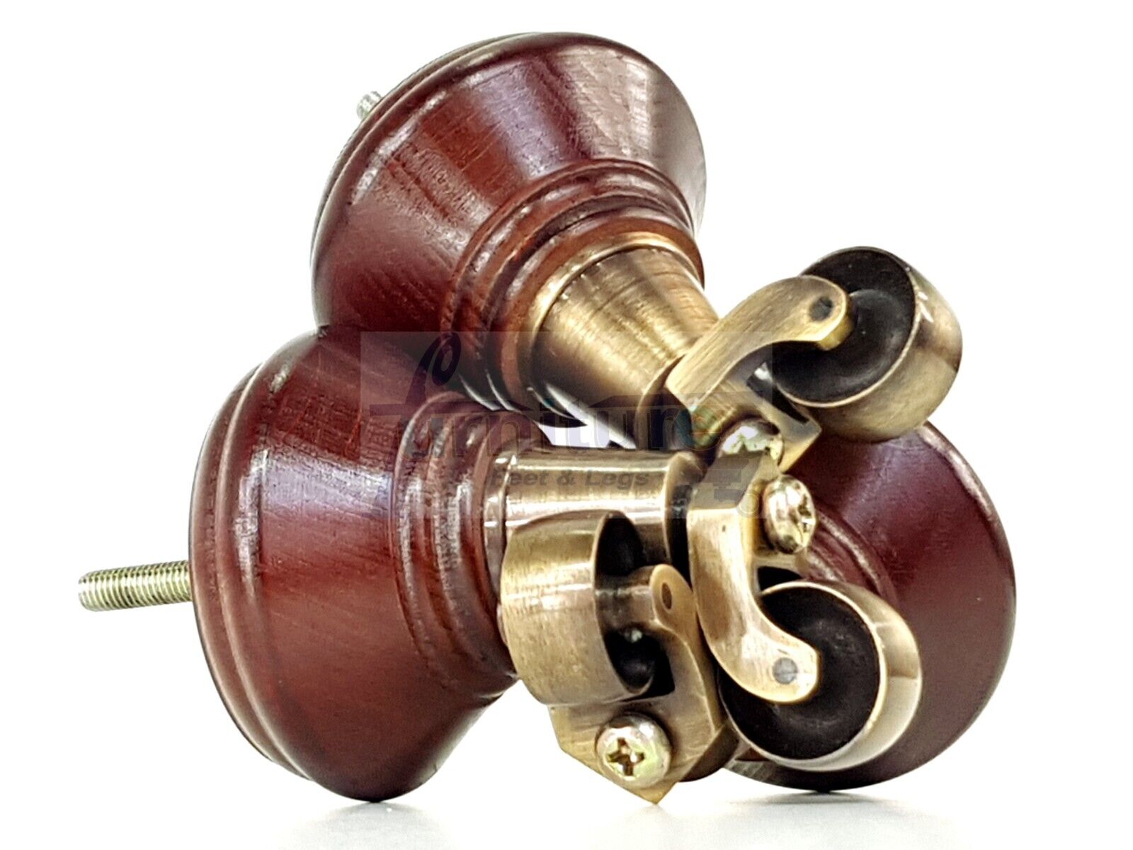 4x Antique Mahogany Wooden Furniture Sofa Legs M8 With Castors Replacment Chair Settee Feet 115mm - 125mm High