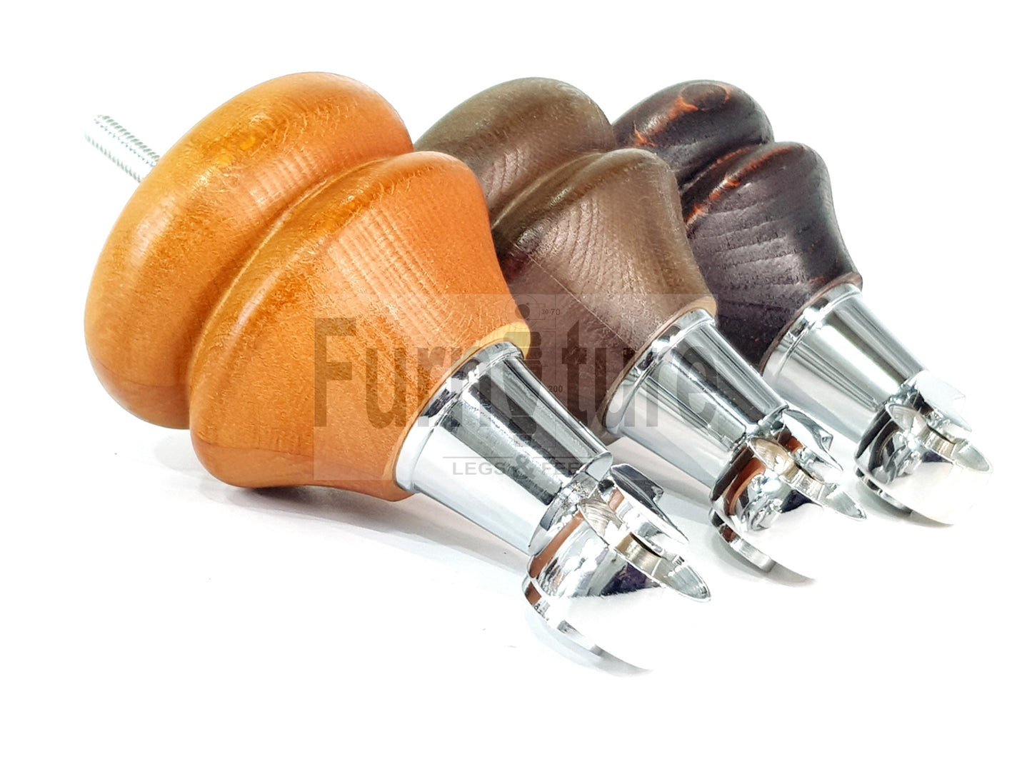 Set Of 4 Turned Furniture Wood Feet With Chrome Castors 140mm Sofas Chairs Settee Cabinets Beds M8(8mm)