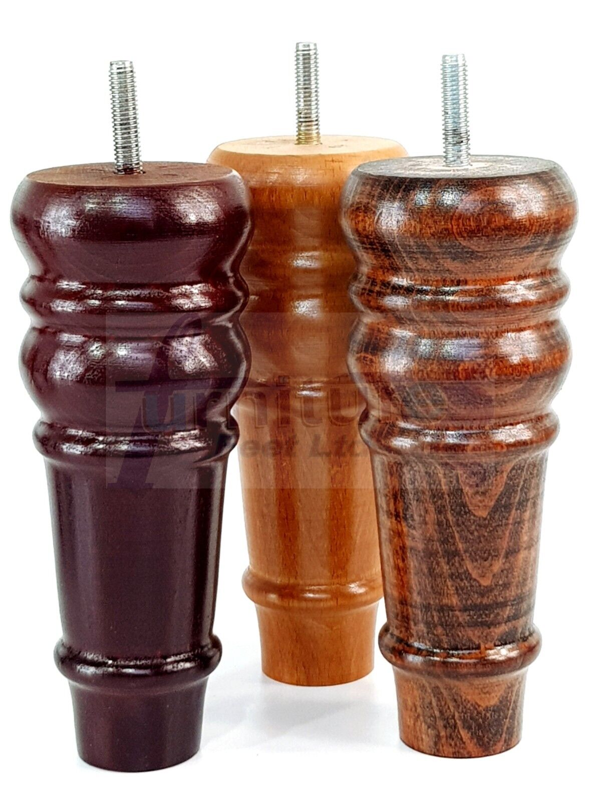 4 Wood Turned Furniture Legs Replacement Bun Feet 165mm High Multiple Colours 6.5 Inches Chairs Stools Sofa's Beds Settee Cabinets M8