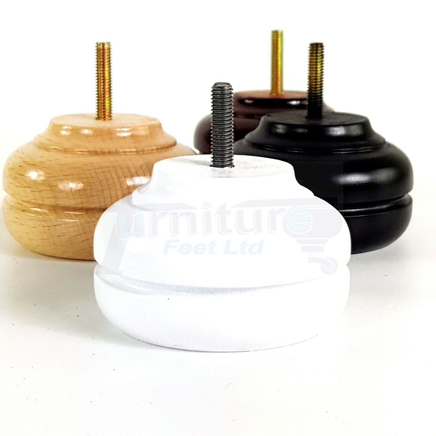 4 Wood Turned Replacement Furniture Legs Sofa, Chair, Settee Feet 55mm High M10 Thread