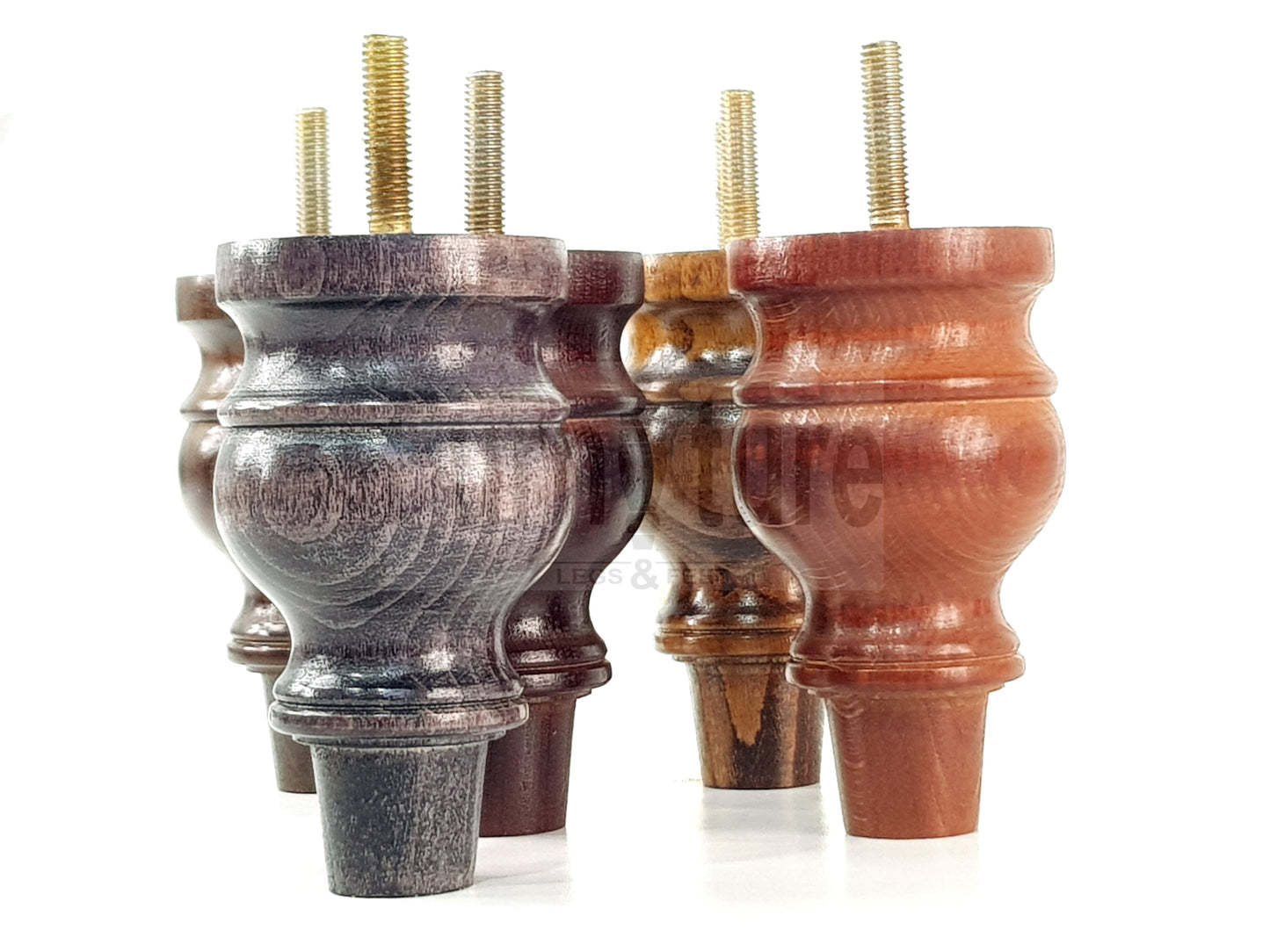 Set Of 4 Turned Beech Wood Furniture Legs 100mm High Sofa Feet 8mm Thread Fixing