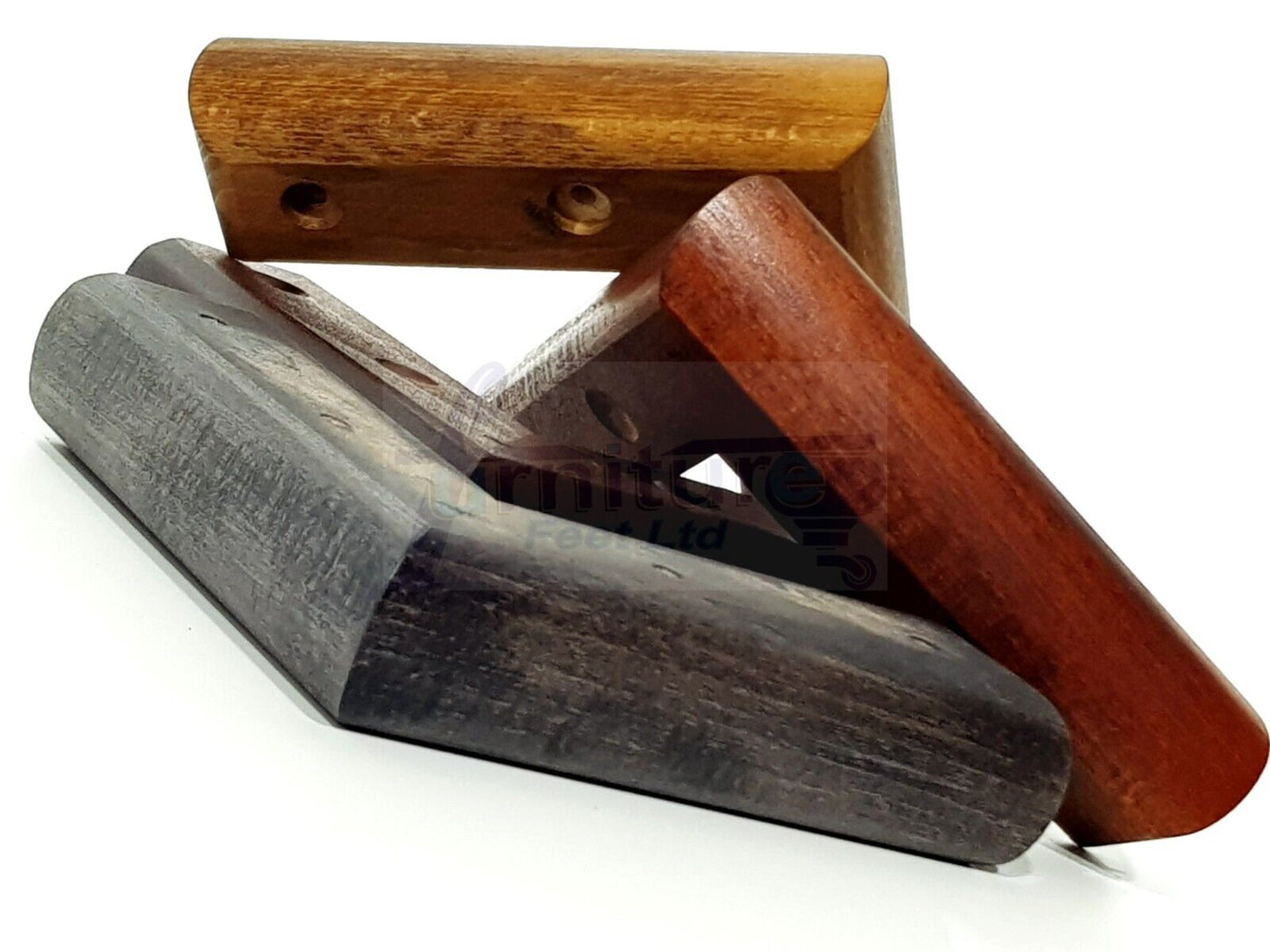 Set Of 4 Wooden Corner Furniture Feet 40mm High Replacement Sofa Chair Legs Self-Fixing: Oak