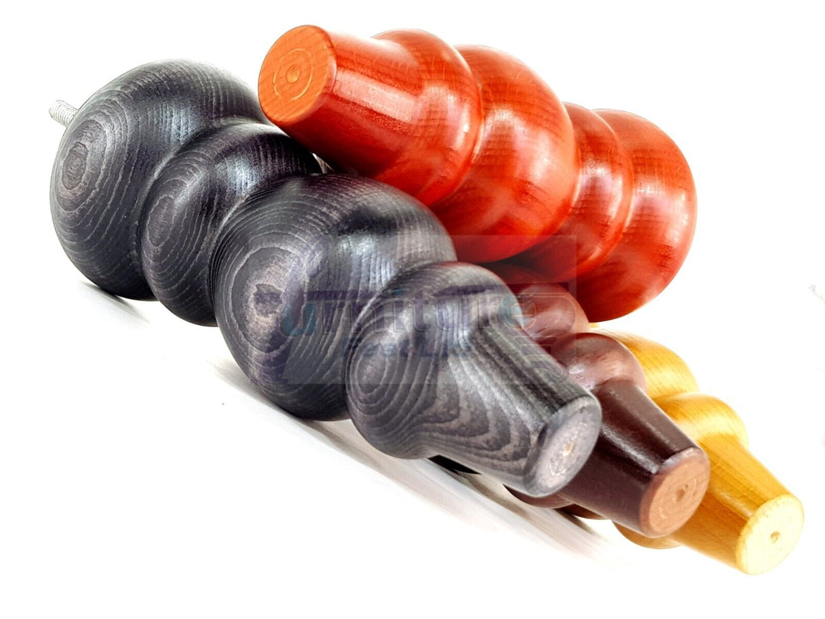 4 Solid Wood Furniture Legs Replacement Turned Chair Feet 200mm High M8 Threaded Dowl