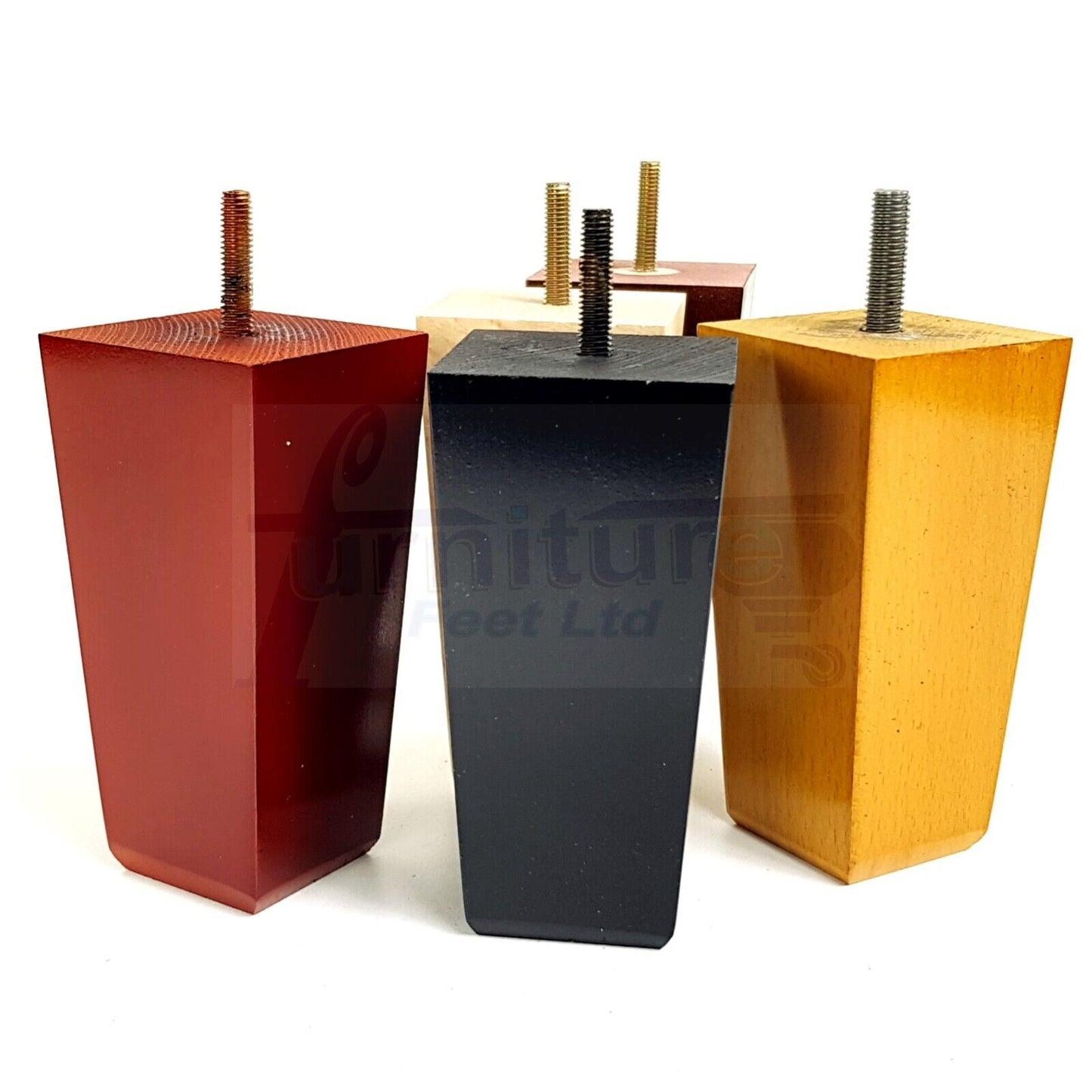 4x Block Wood Sofa Legs 135mm High Replacement Furniture Feet Chairs Cabinets M8(8mm)