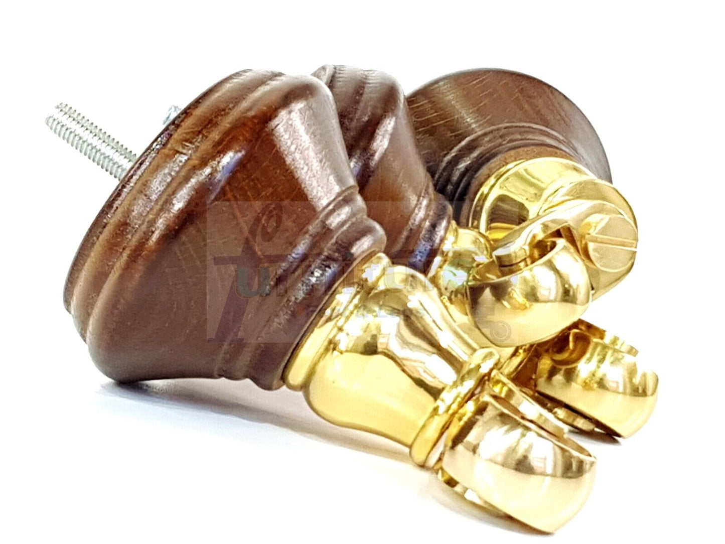 4x Antique Brown Wooden Furniture Sofa Legs M8 With Castors Replacment Chair Settee Feet 115mm - 125mm High