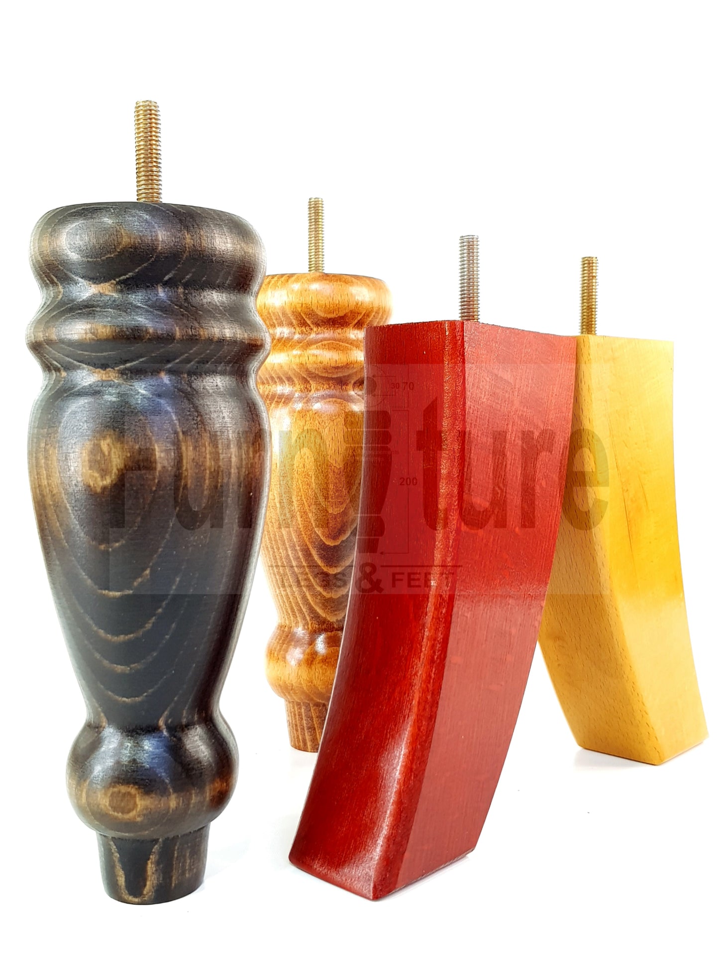 2x Furniture Legs Replacement Sofa Feet 200mm & 2x Curved Legs 175mm for Chairs Sofa Settee M10 Thread