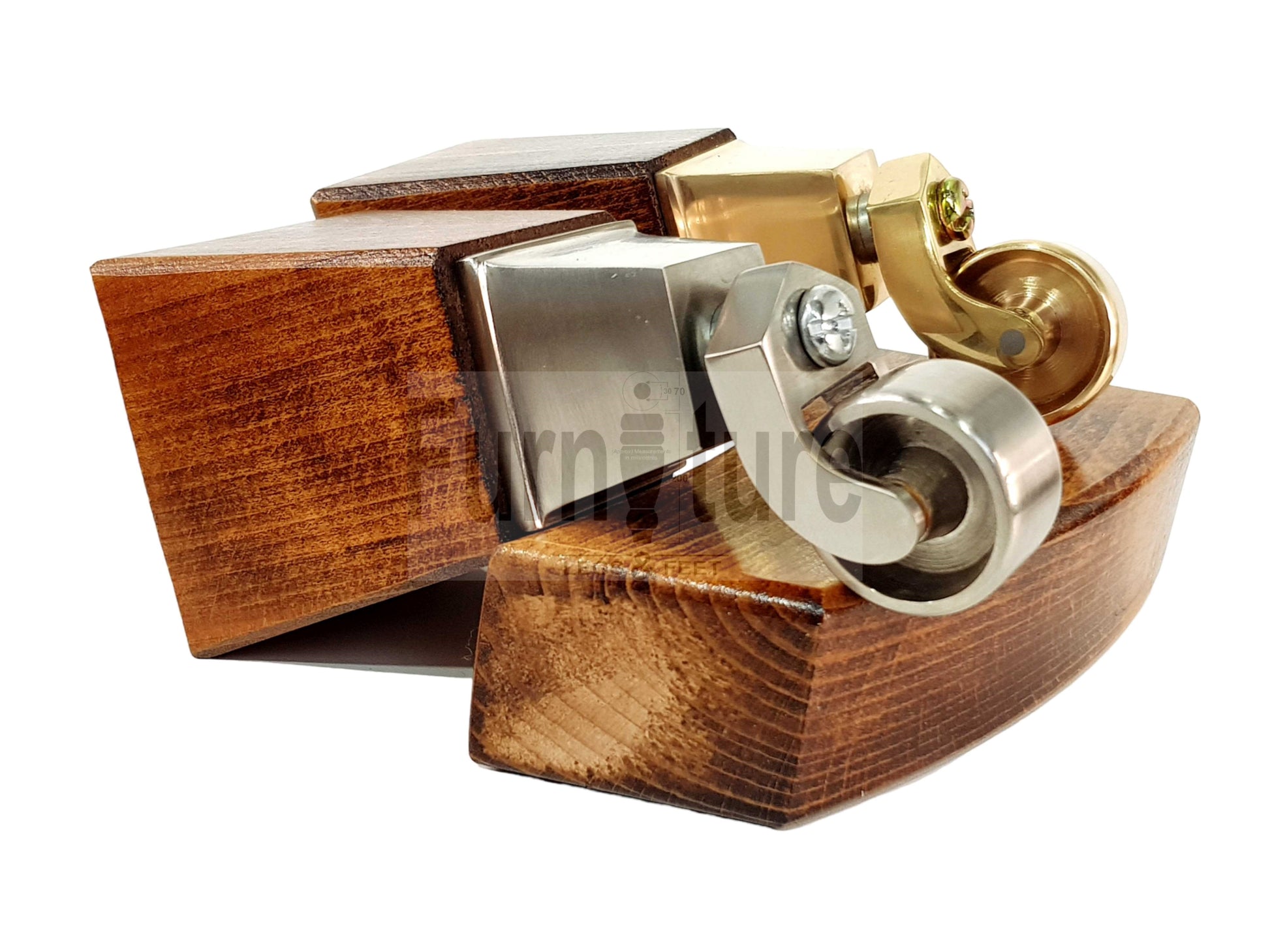 Set Of 4 Block Wood Furniture Feet With Antique Castor 8mm Thread For Chairs Settees Sofa 150mm High