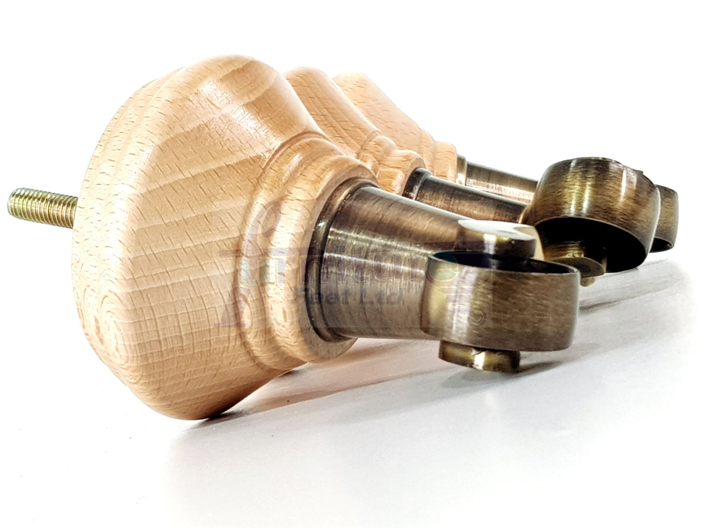 4x Natural Wooden Furniture Sofa Legs M8 With Castors Replacement Chair Settee Feet 115mm - 125mm High