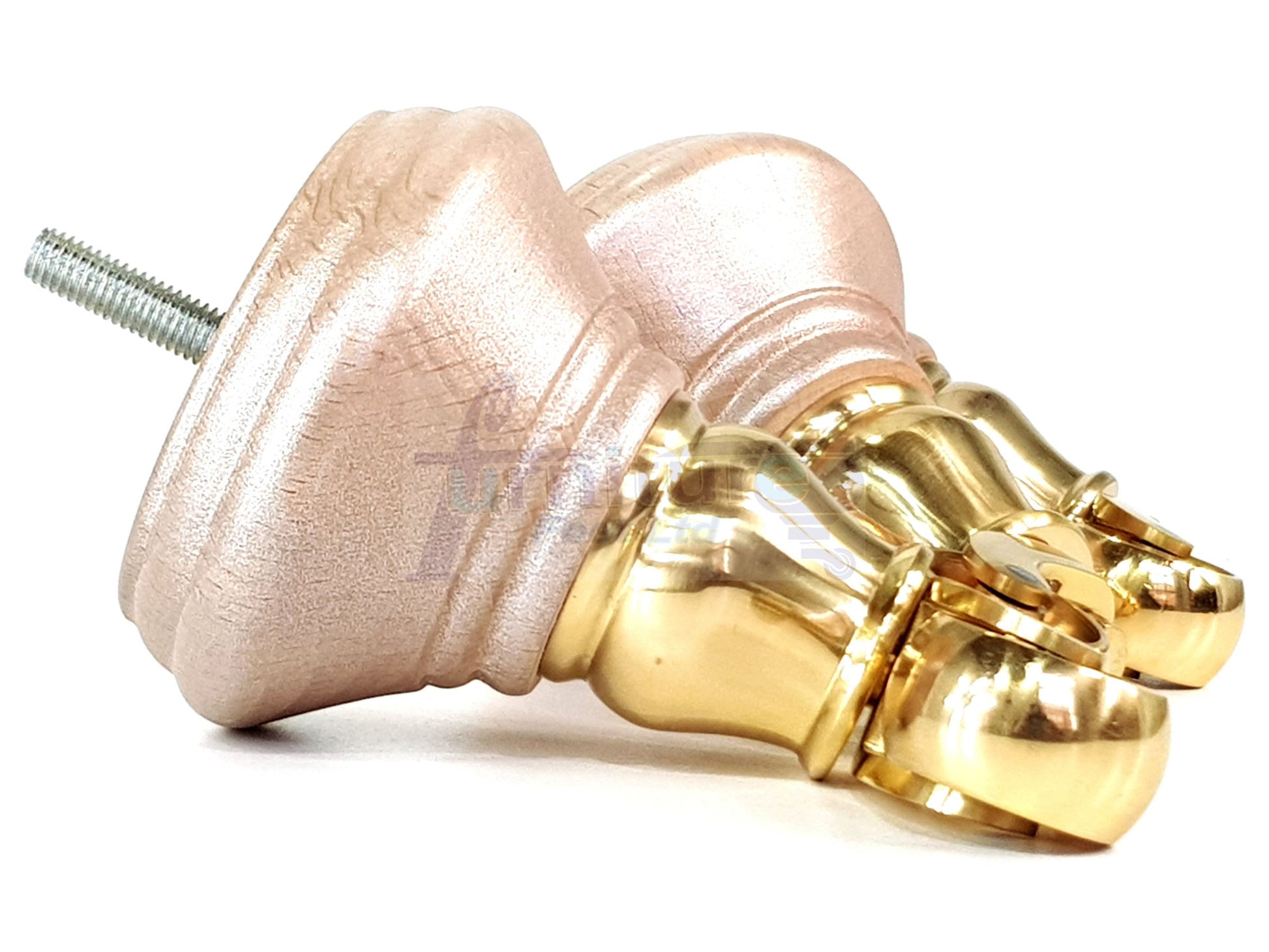 4x Blush Silver Wooden Furniture Sofa Legs M8 With Castors Replacment Chair Settee Feet 115mm - 125mm High