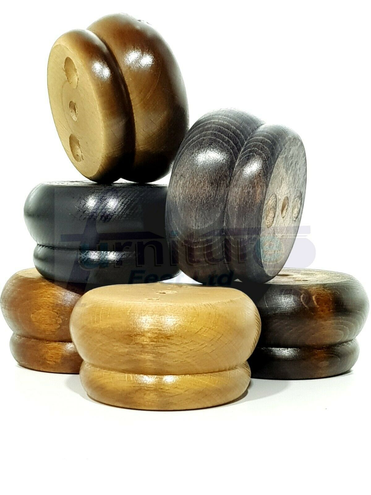 4 Turned Wood Furniture Legs Chair Sofa Stool Bed Replacement Bun Feet 50mm High