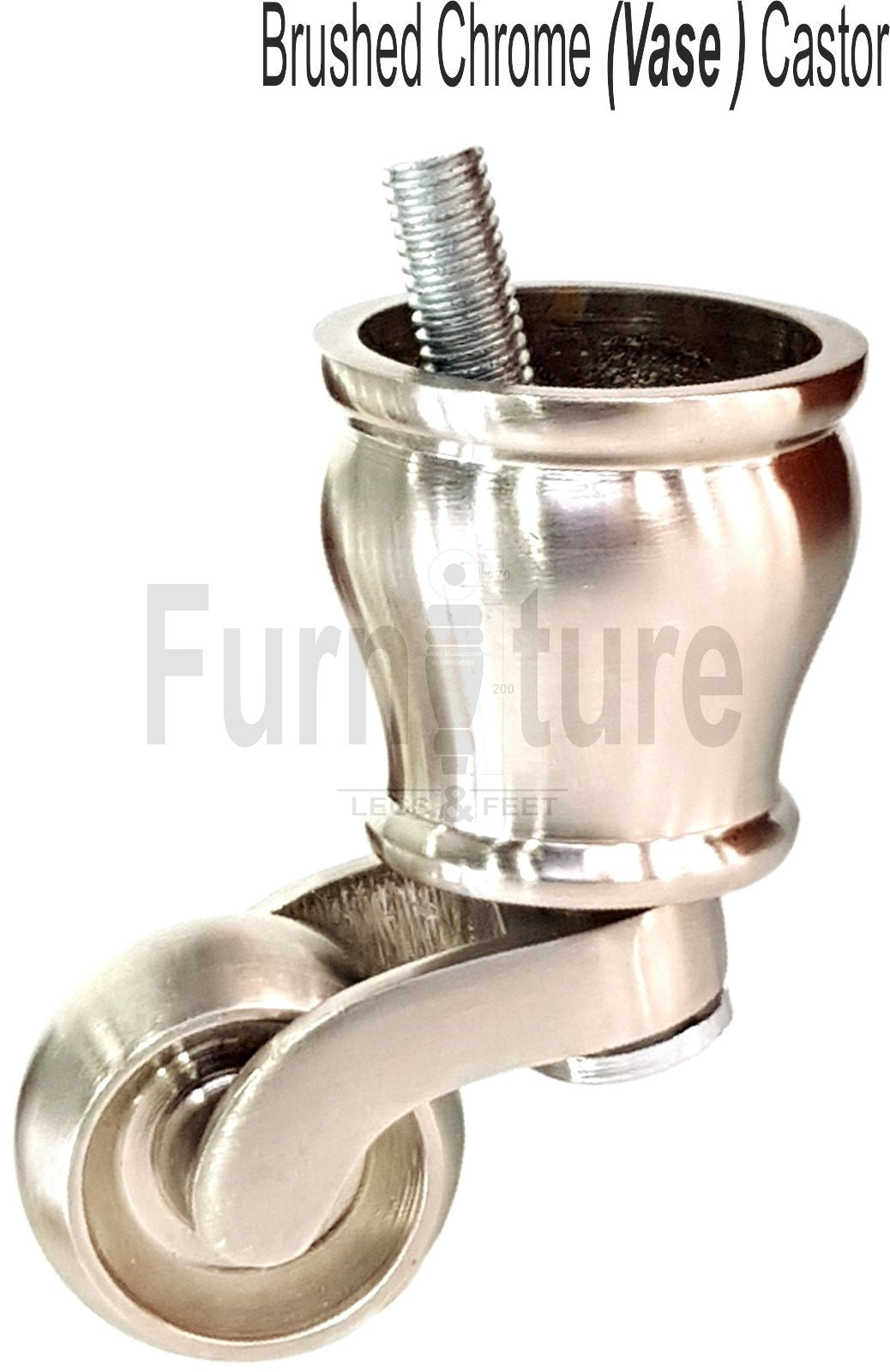 4x Blush Silver Wooden Furniture Sofa Legs M8 With Castors Replacment Chair Settee Feet 115mm - 125mm High