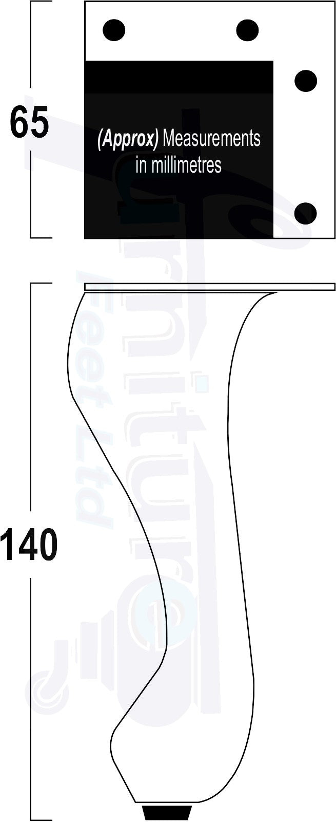 4x Copper Metal Queen Anne Feet 140mm High Furniture Legs Sofa Chair Cabinet Stool Bed