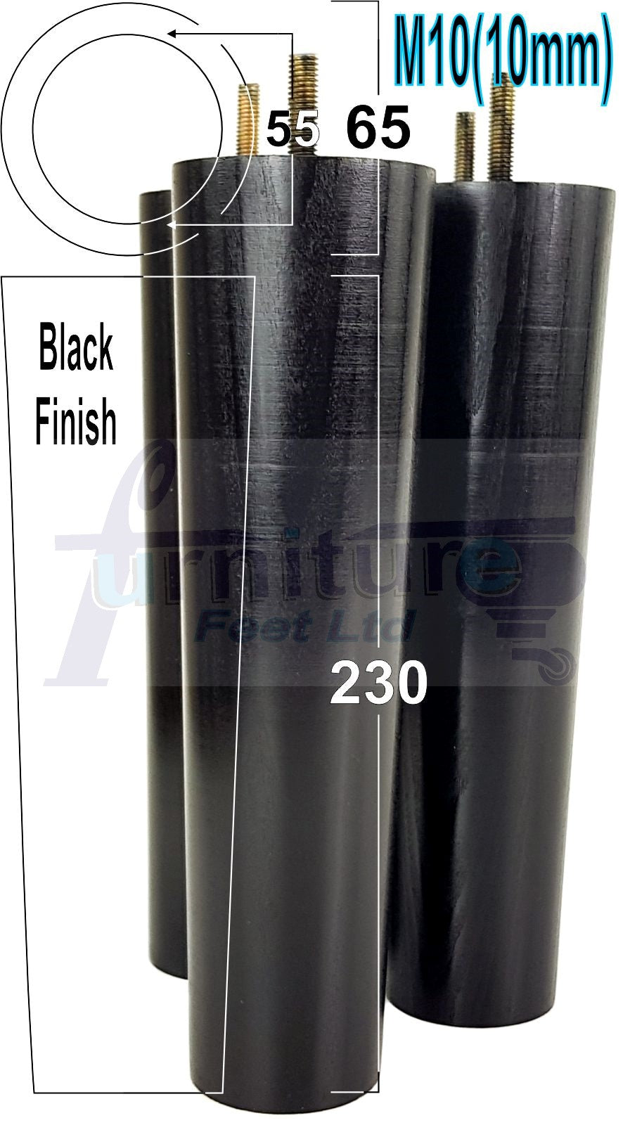 4 Solid Wood Turned Furniture Legs Replacement Feet 230mm High Chairs Sofa Bed Settee & Cabinets M10