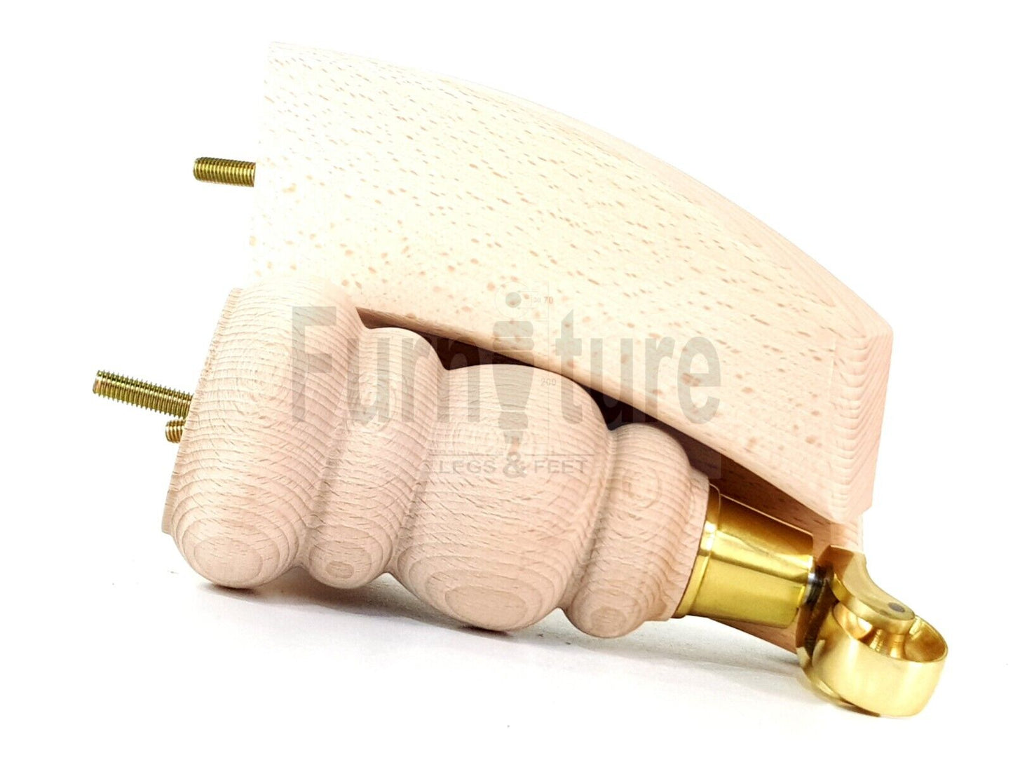 2x Furniture Castor Legs & 2x Curved Solid Wooden Feet M8 Chairs Sofa 200mm High