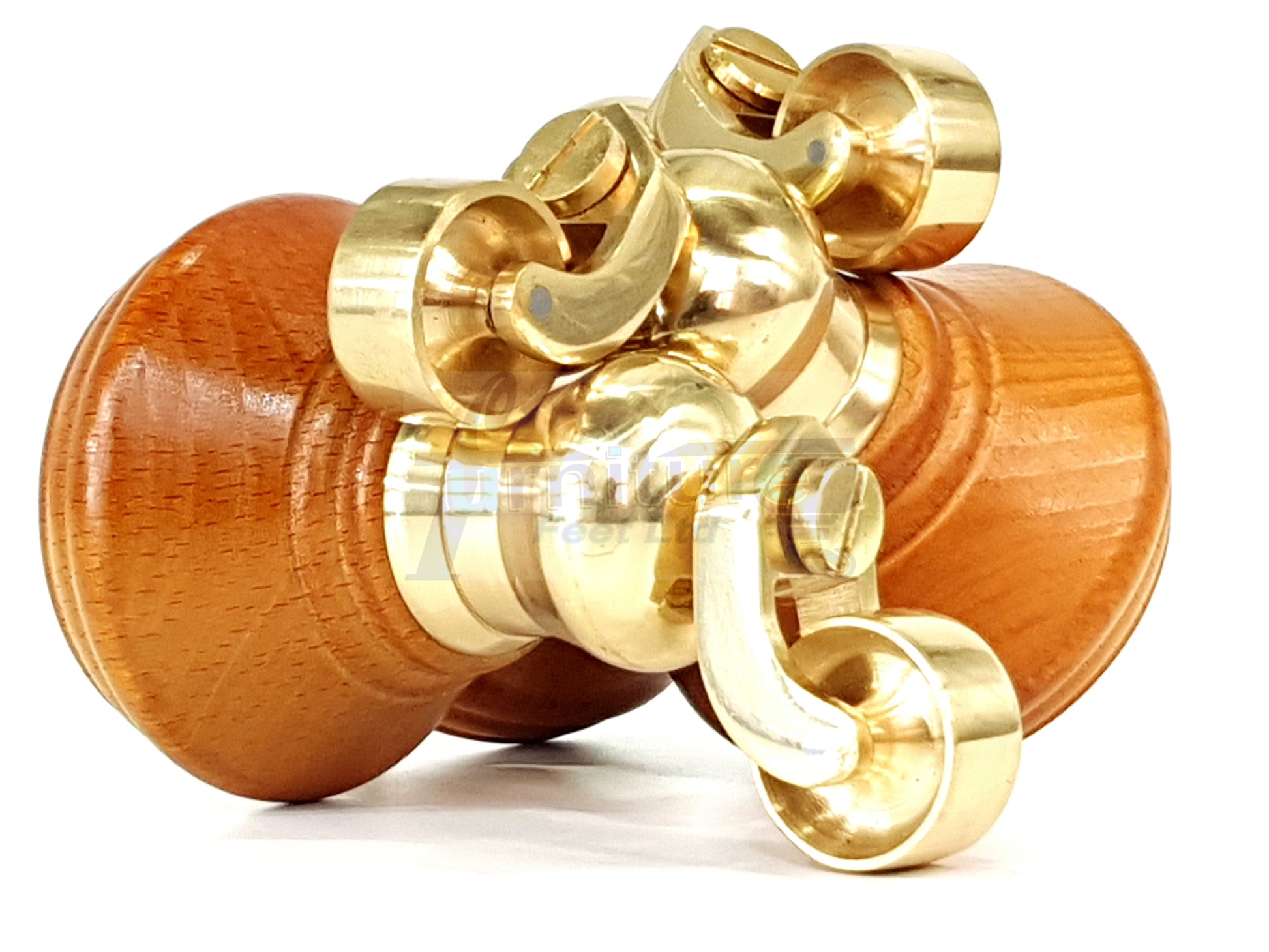 4x Golden Oak Wooden Furniture Sofa Legs M8 With Castors Replacement Chair Settee Feet 115mm - 125mm High