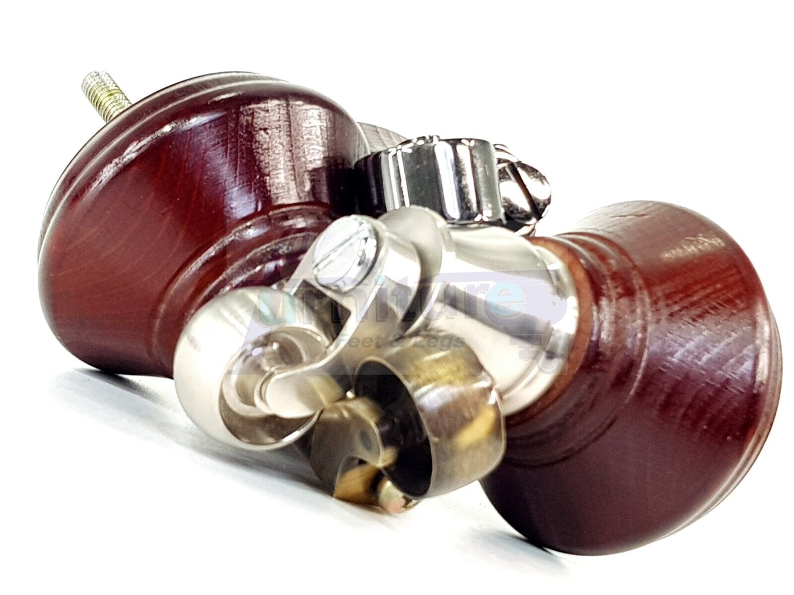 4x Mahogany Wooden Furniture Sofa Legs M8 With Castors Replacment Chair Settee Feet 115mm - 125mm High