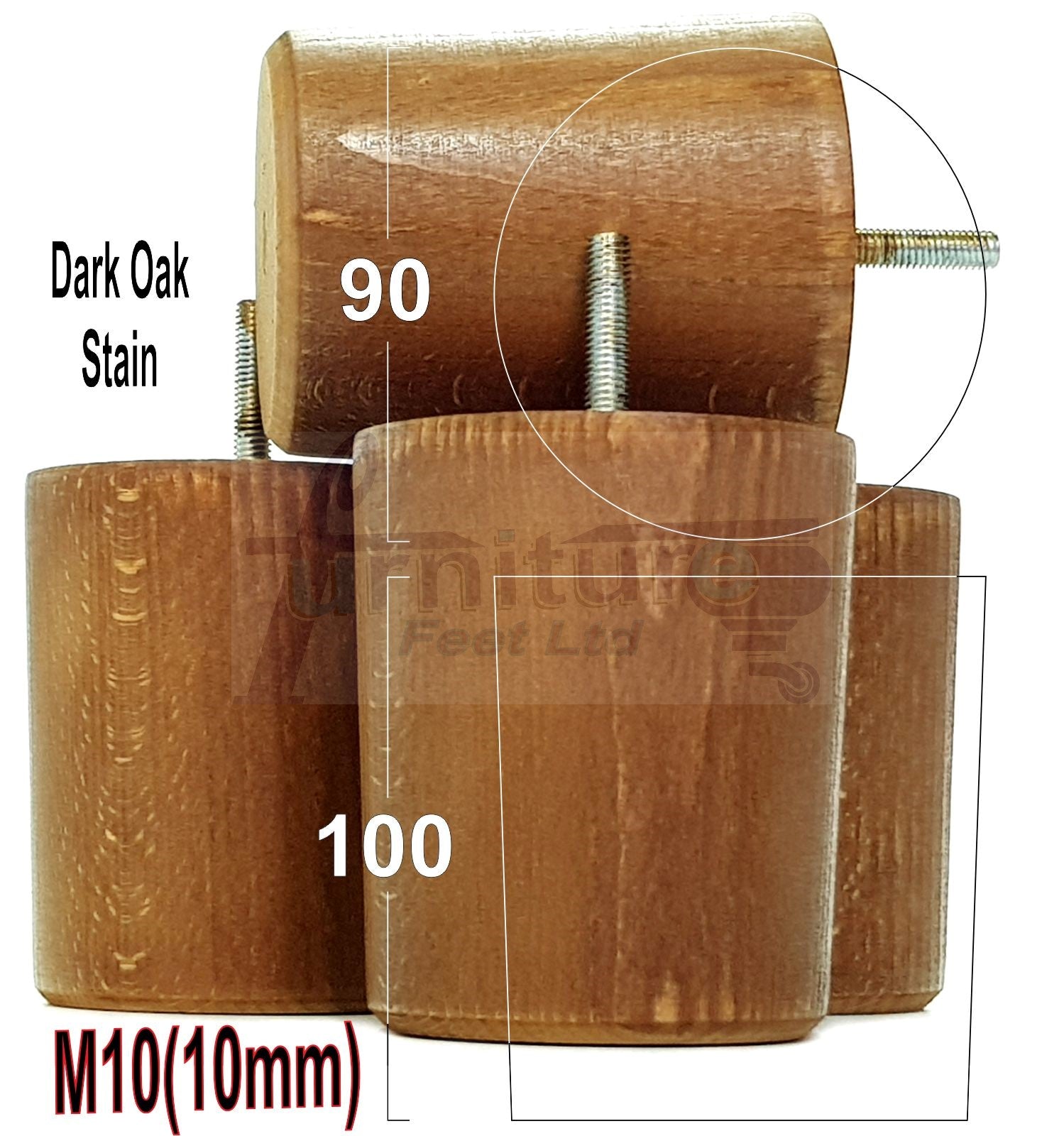 4x Turned Wood Furniture Legs Chair Sofa Bed M10 Replacement Settee Feet 100mm