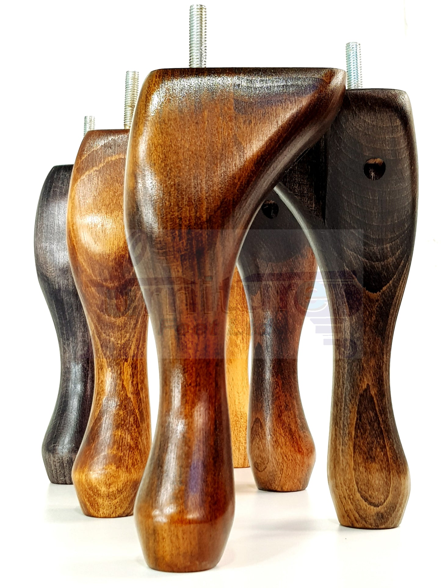 4 Solid Wood Furniture Legs 200mm High Queen Anne Replacement Feet Chairs Settees Sofas M10 Thread