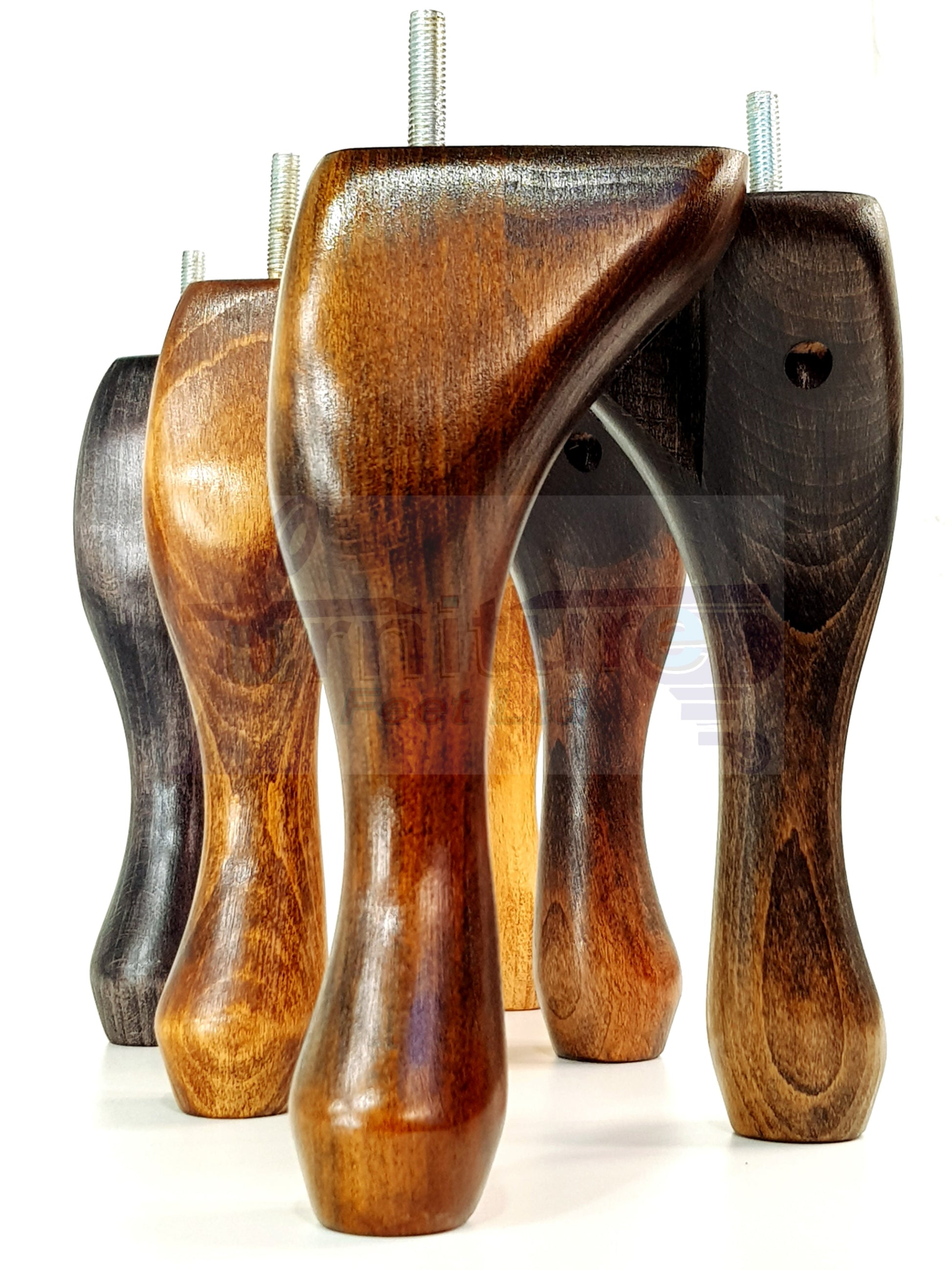 4 Solid Wood Furniture Legs 200mm High Queen Anne Replacement Feet Chairs Settees Sofas M10 Thread