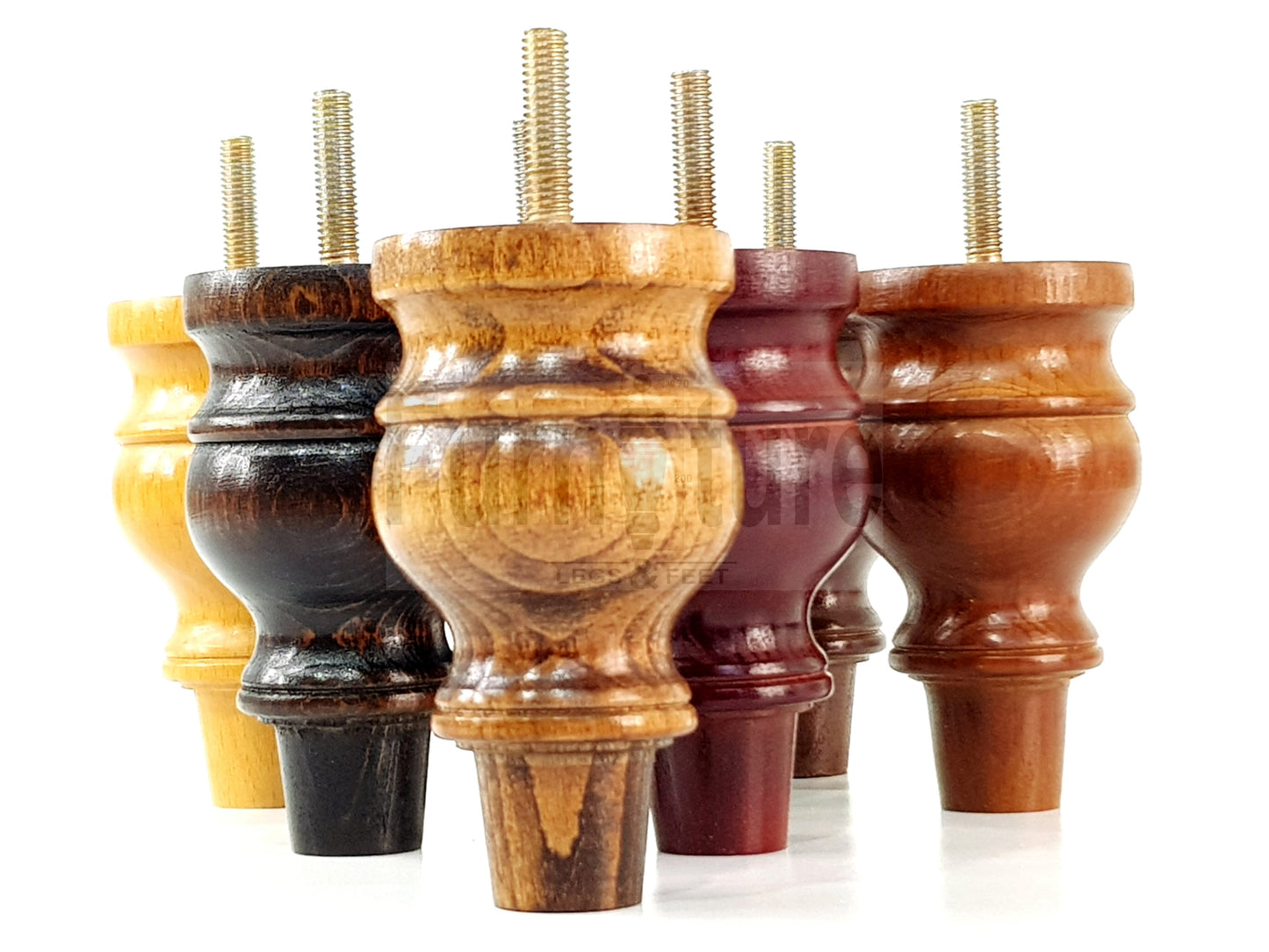 Set Of 4 Turned Beech Wood Furniture Legs 100mm High Sofa Feet 8mm Thread Fixing