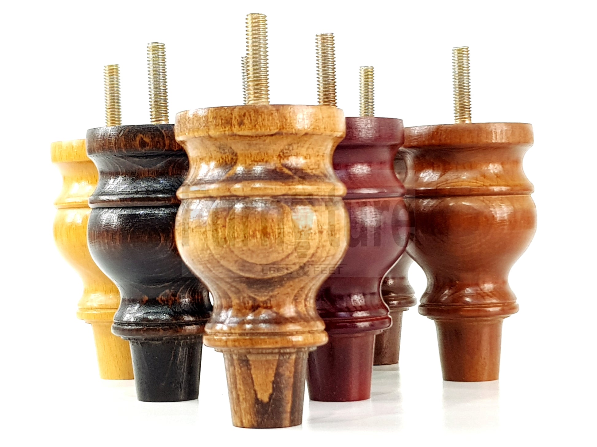 Set Of 4 Turned Beech Wood Furniture Legs 100mm High Sofa Feet 8mm Thread Fixing