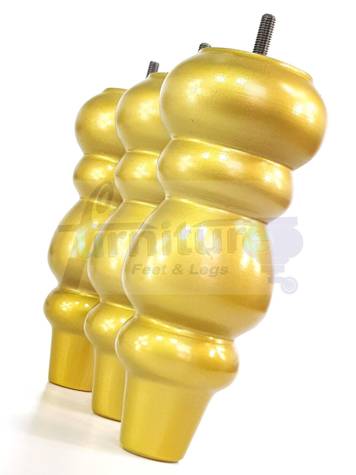 4 Solid Wood Furniture Legs Replacement Turned Chair Feet 200mm High M8 Threaded Dowl