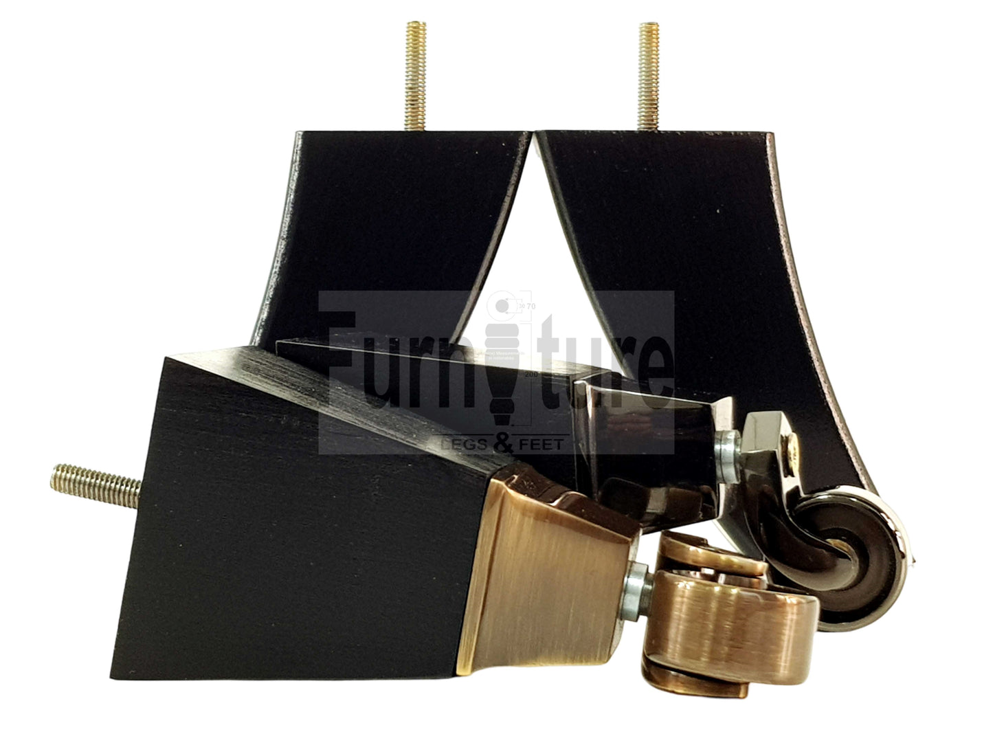 Set Of 4 Block Wood Castor Furniture Feet M8(8mm) For Chairs Cabinets Sofa 15cm High