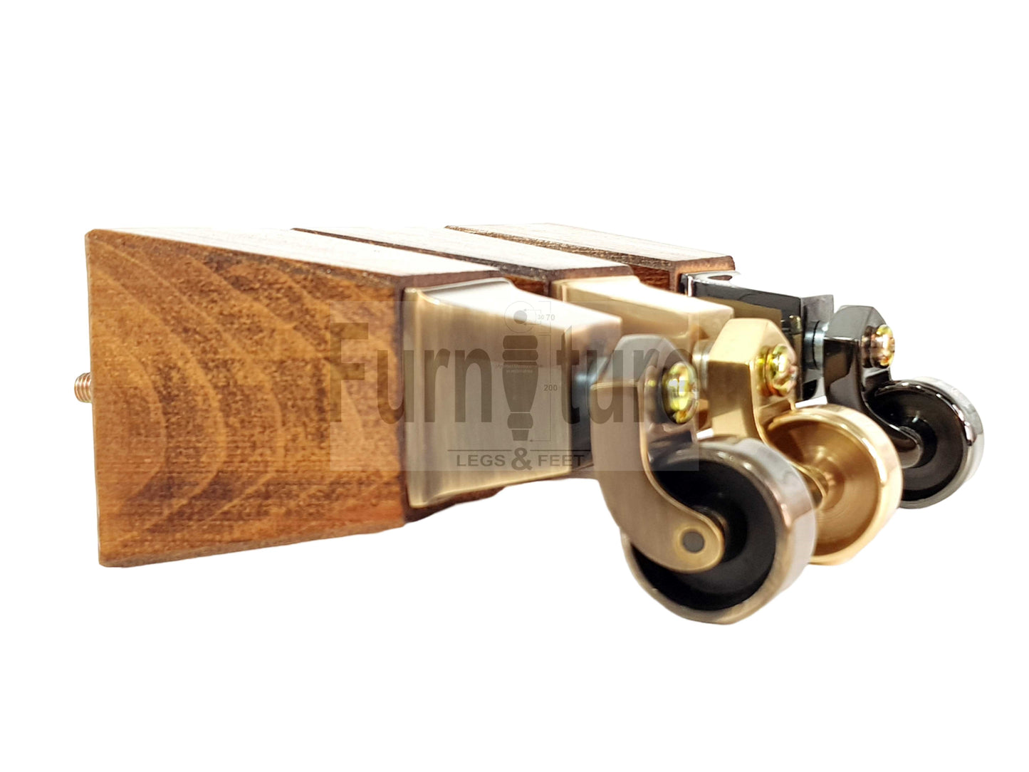 4x Block Wood Furniture Legs With Castor 8mm Thread For Chairs Settees Sofa 150mm High