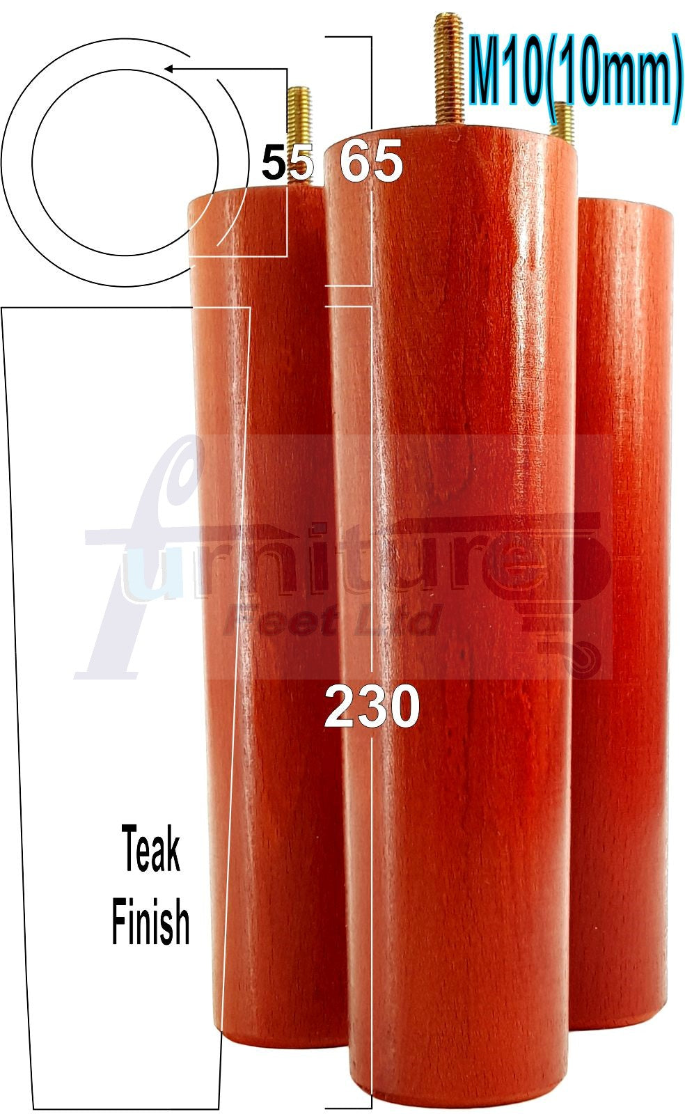 4 Solid Wood Turned Furniture Legs Replacement Feet 230mm High Chairs Sofa Bed Settee & Cabinets M10