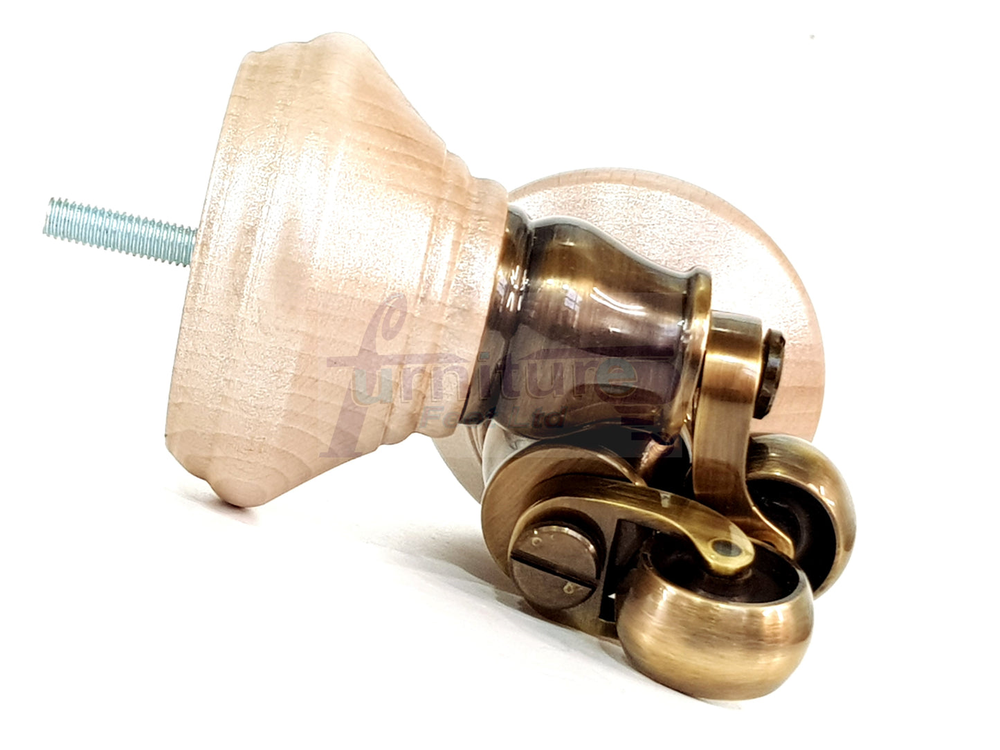 4x Blush Silver Wooden Furniture Sofa Legs M8 With Castors Replacment Chair Settee Feet 115mm - 125mm High