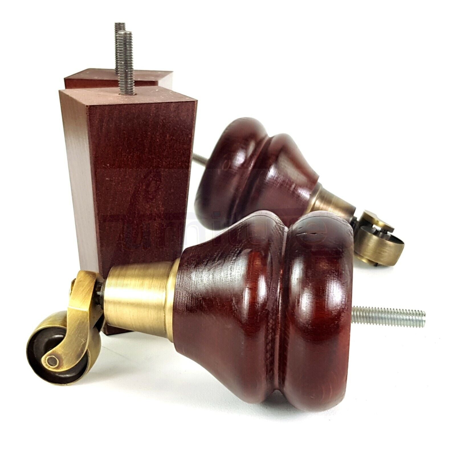 Turned Wood Furniture Feet 2 With Castors 140mm & 2 Curved Back Legs Sofas Chairs Cabinets Beds M8