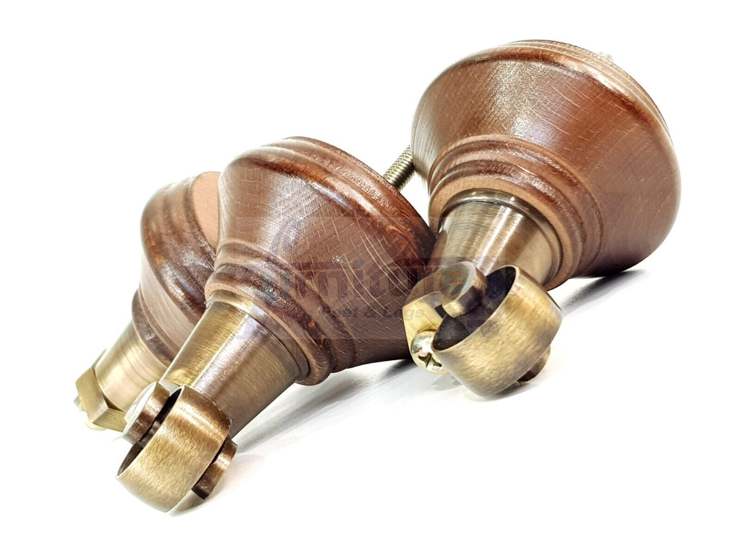 4x Antique Mahogany Stain Wooden Furniture Sofa Legs M8 With Castors Replacment Chair Settee Feet 115mm - 125mm High