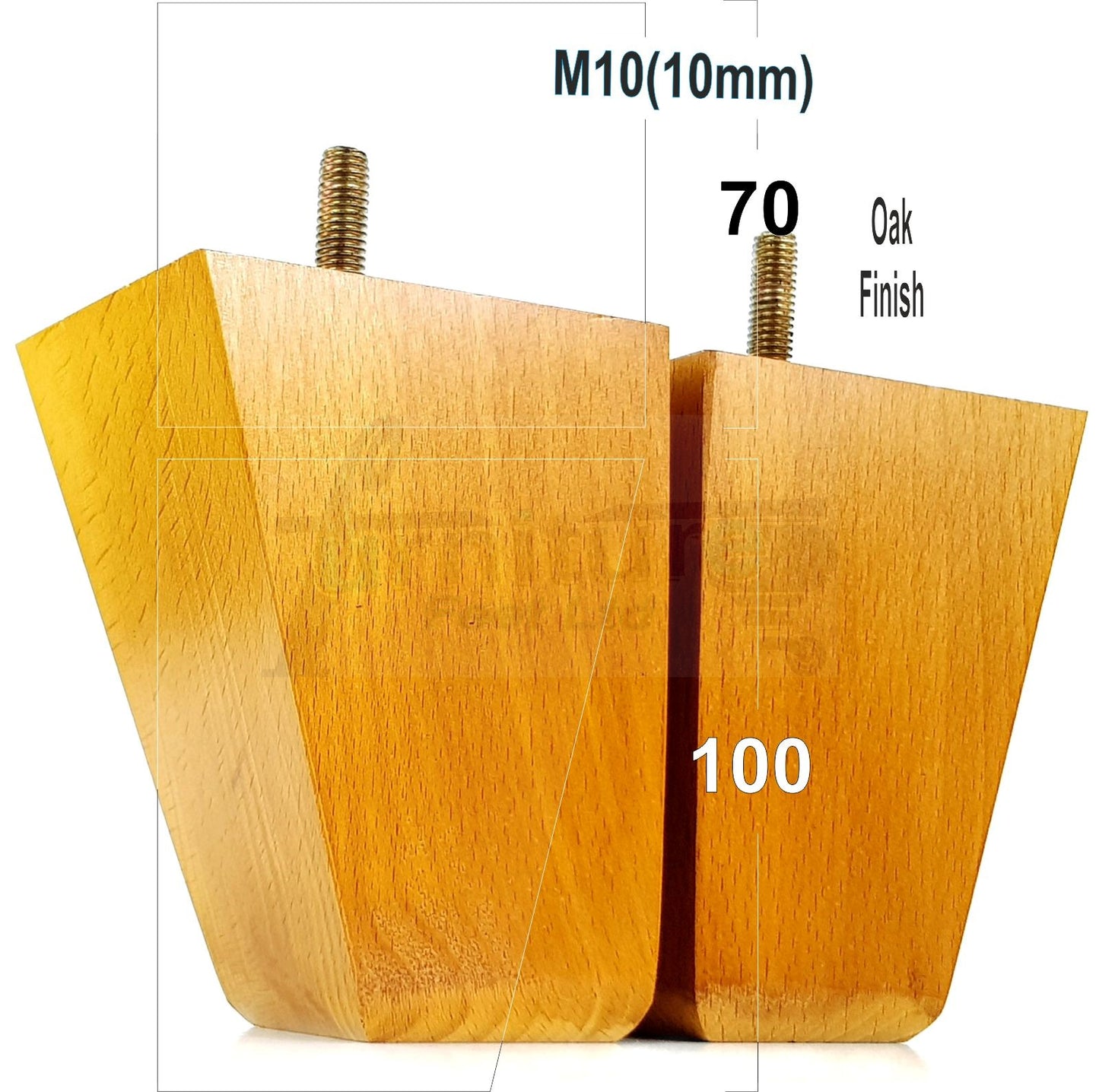 4x Angled Block Wood Sofa Legs 100mm High Replacement Furniture Feet Chairs Cabinets M10 Thread
