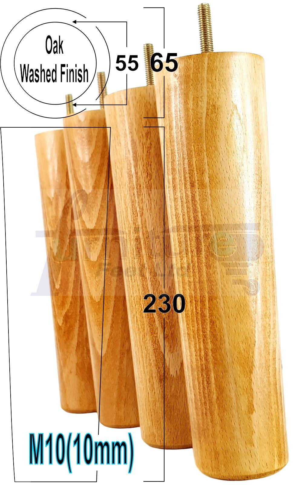 4 Solid Wood Turned Furniture Legs Replacement Feet 230mm High Chairs Sofa Bed Settee & Cabinets M10
