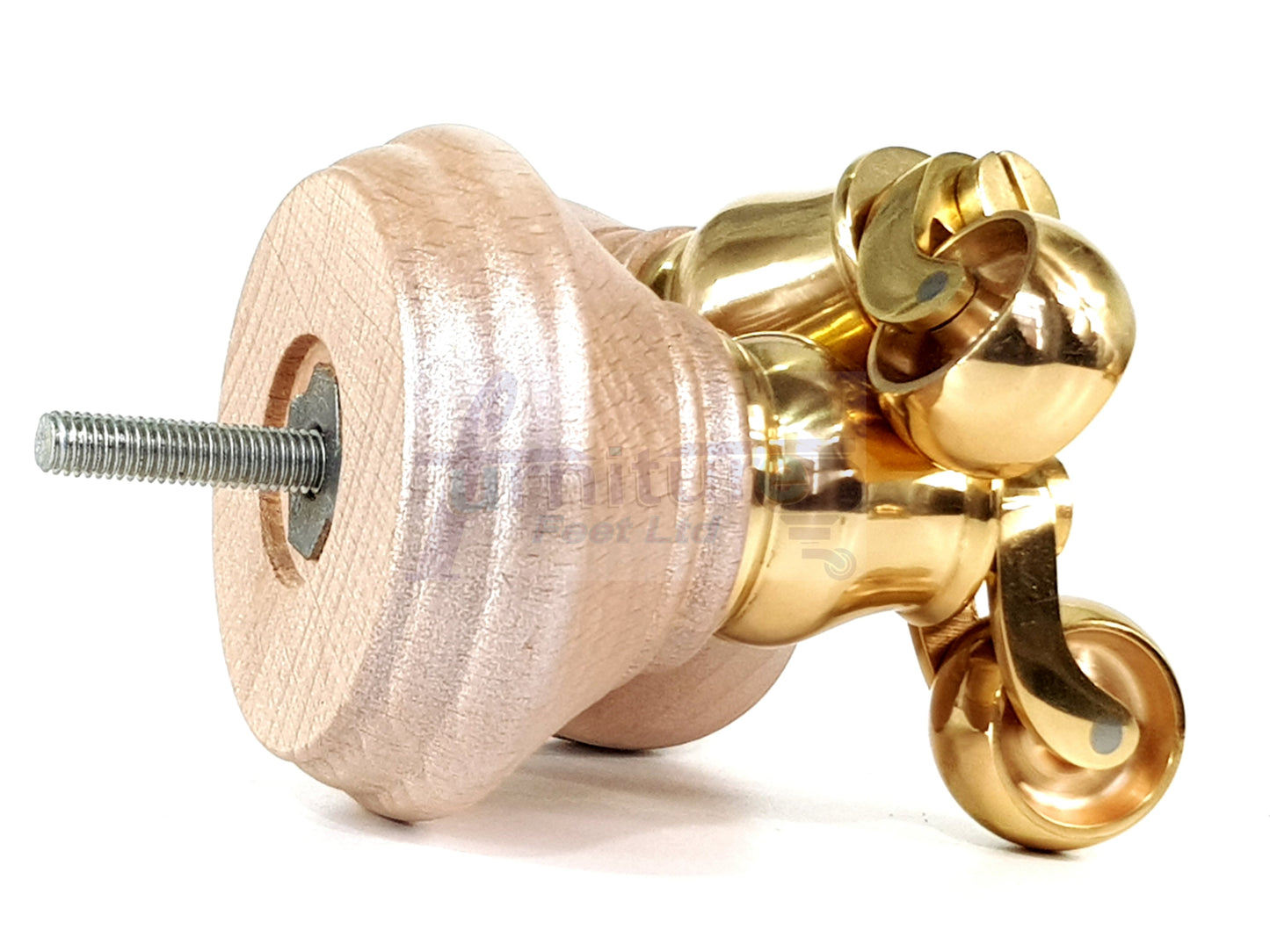 4x Blush Silver Wooden Furniture Sofa Legs M8 With Castors Replacment Chair Settee Feet 115mm - 125mm High