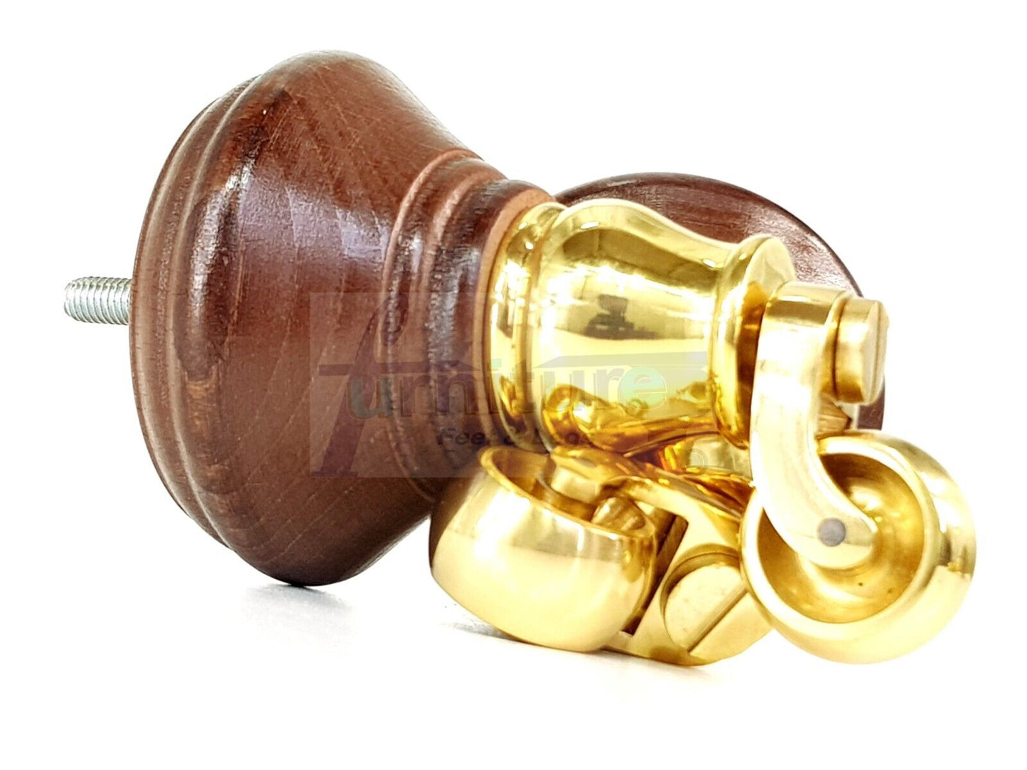 4x Antique Mahogany Stain Wooden Furniture Sofa Legs M8 With Castors Replacment Chair Settee Feet 115mm - 125mm High