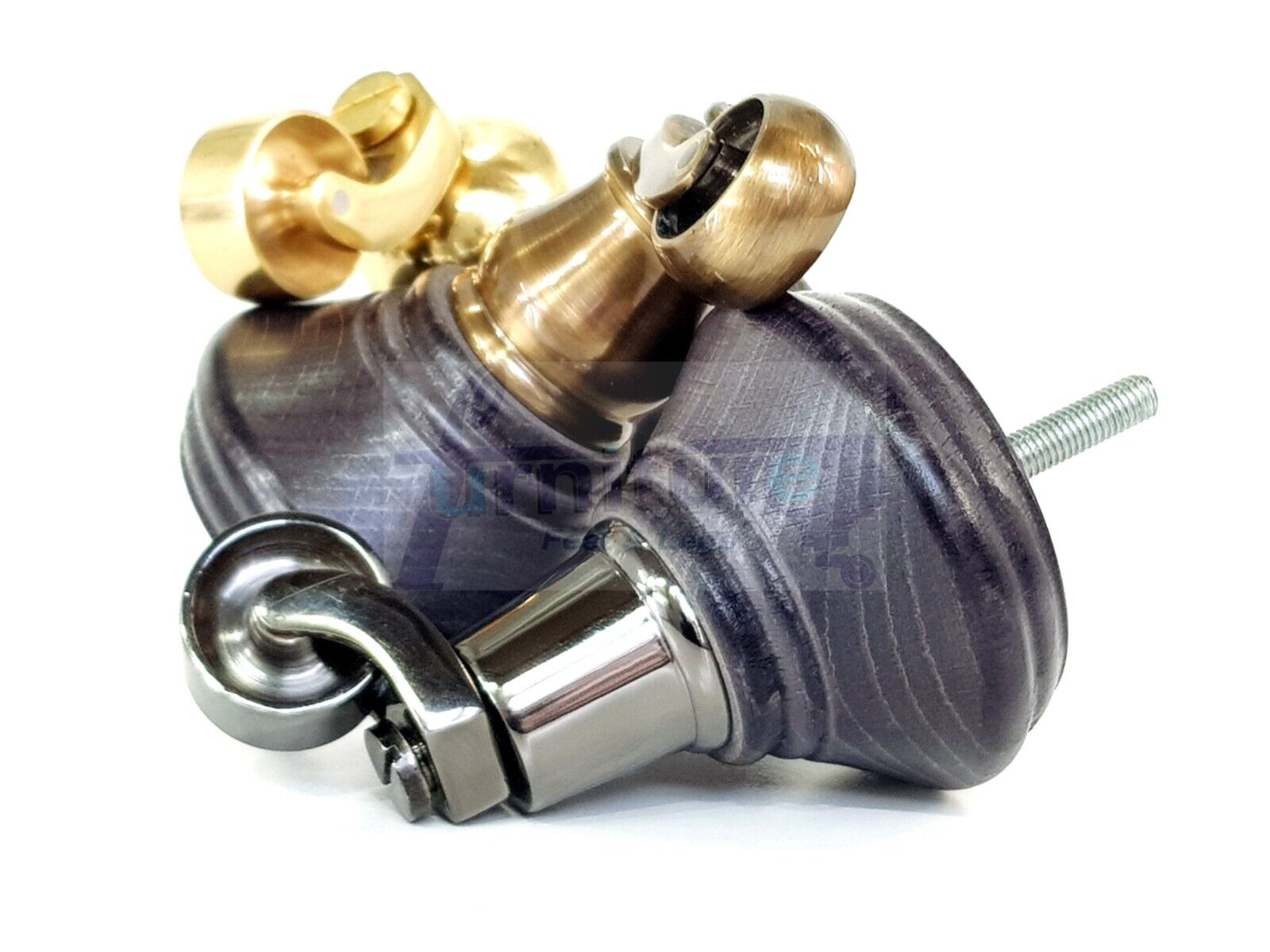 4x Black Stain Wooden Furniture Sofa Legs M8 With Castors Replacment Chair Settee Feet 115mm - 125mm High