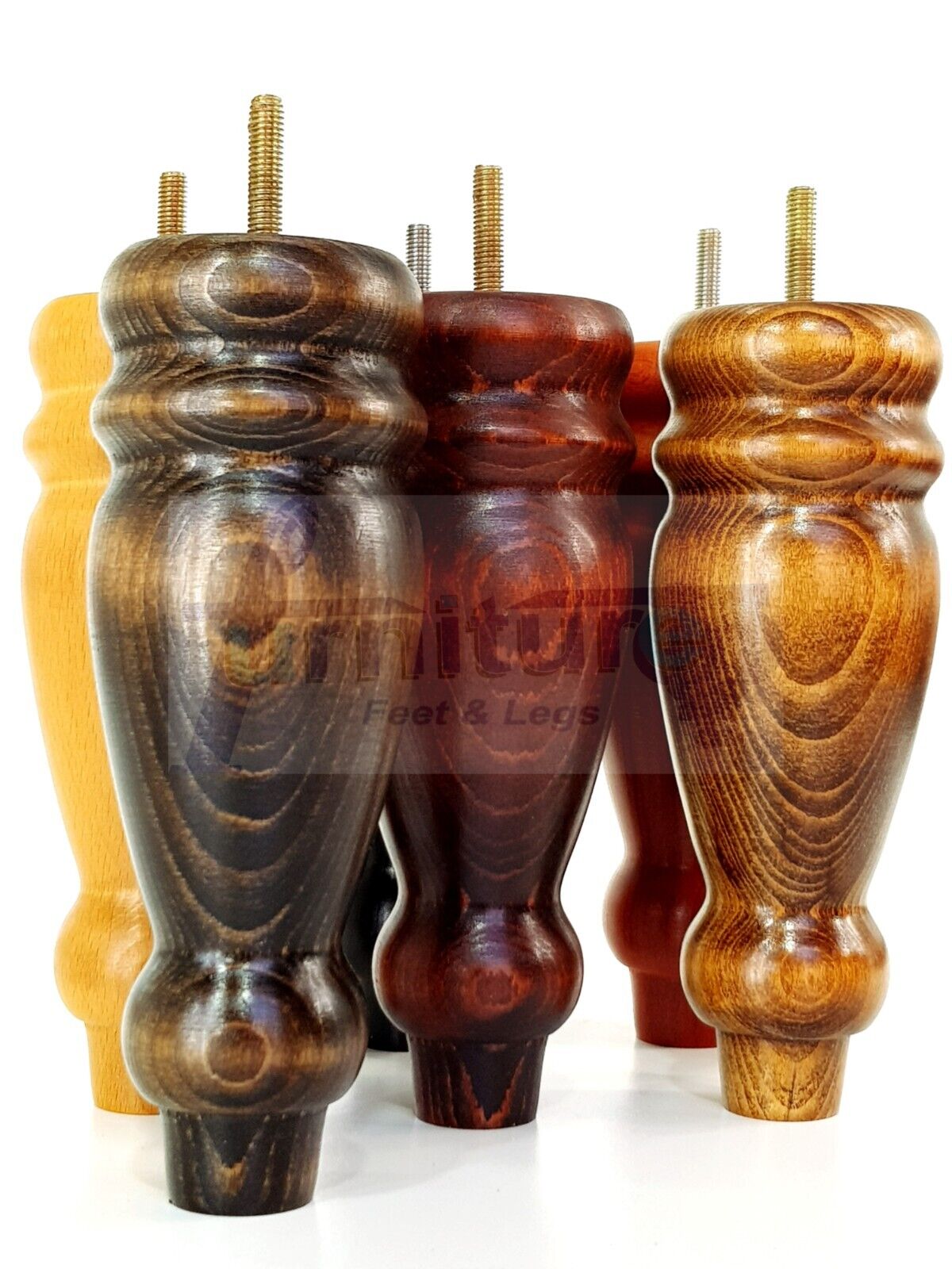 Set Of 4 Turned Furniture Legs Replacement Sofa Feet 200mm High M8 Thread