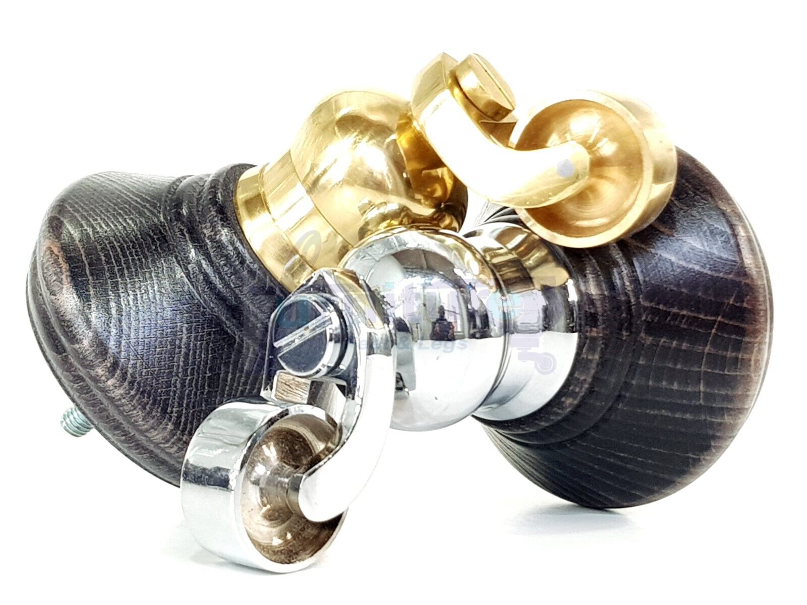 4x Black Washed Wooden Furniture Sofa Legs M8 With Castors Replacement Chair Settee Feet 115mm - 125mm High