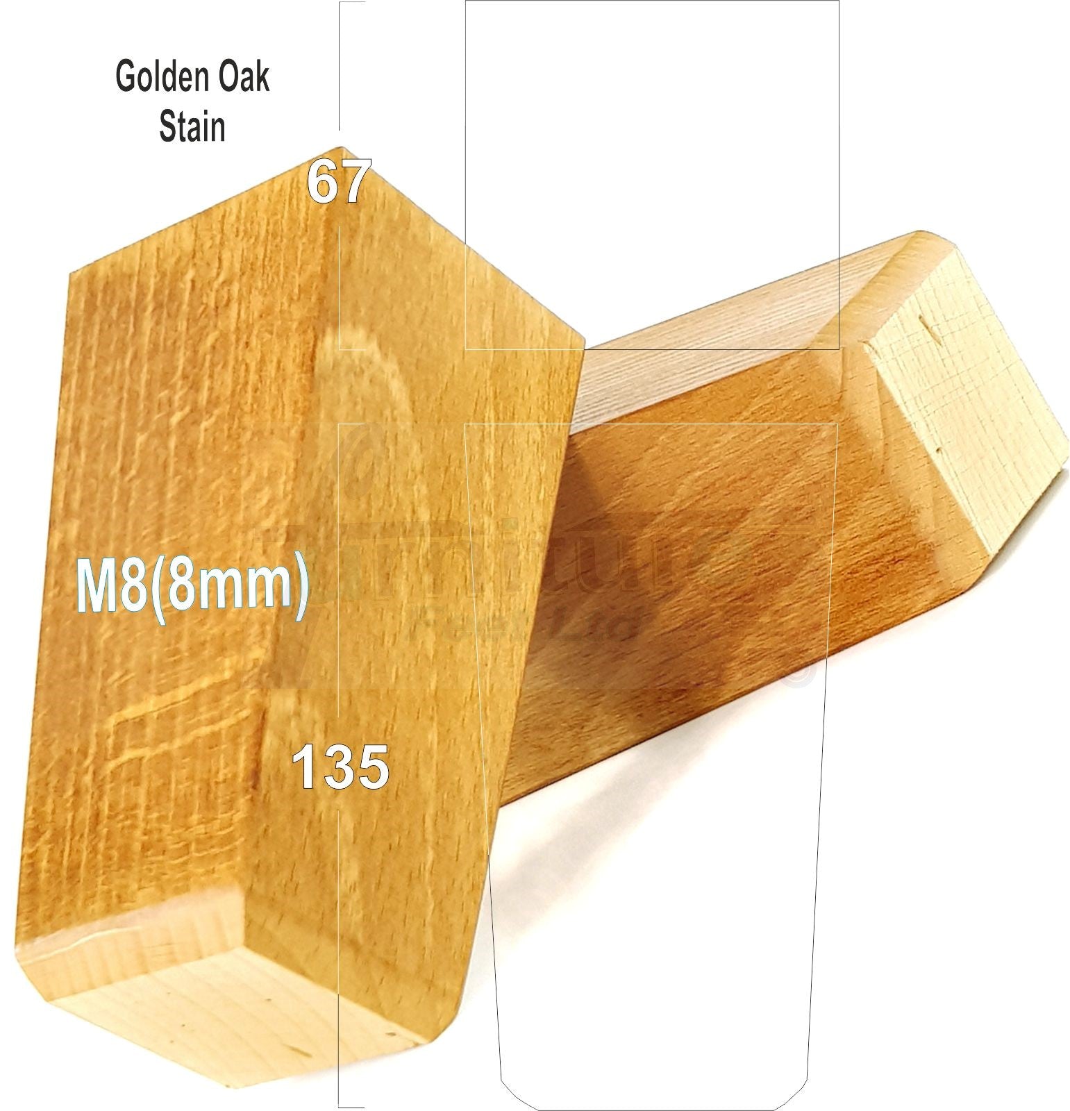 4x Block Wood Sofa Legs 135mm High Replacement Furniture Feet Chairs Cabinets M8(8mm)