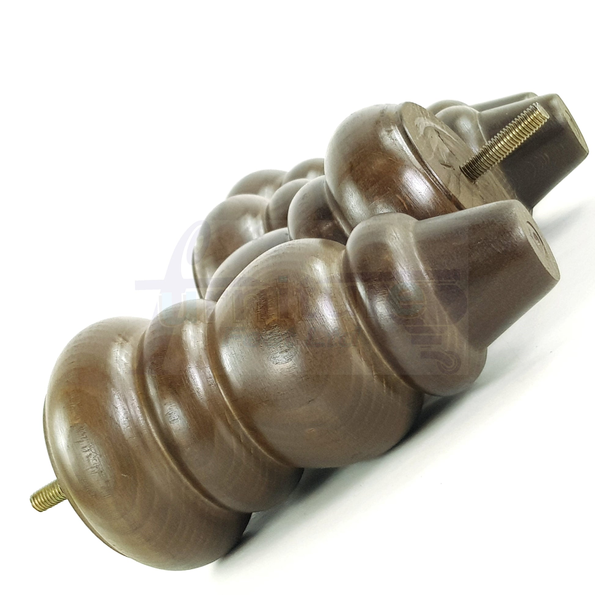 4x Solid Turned Wood Furniture Legs Chair Settee Feet 155mm 8mm Thread Antique Brown