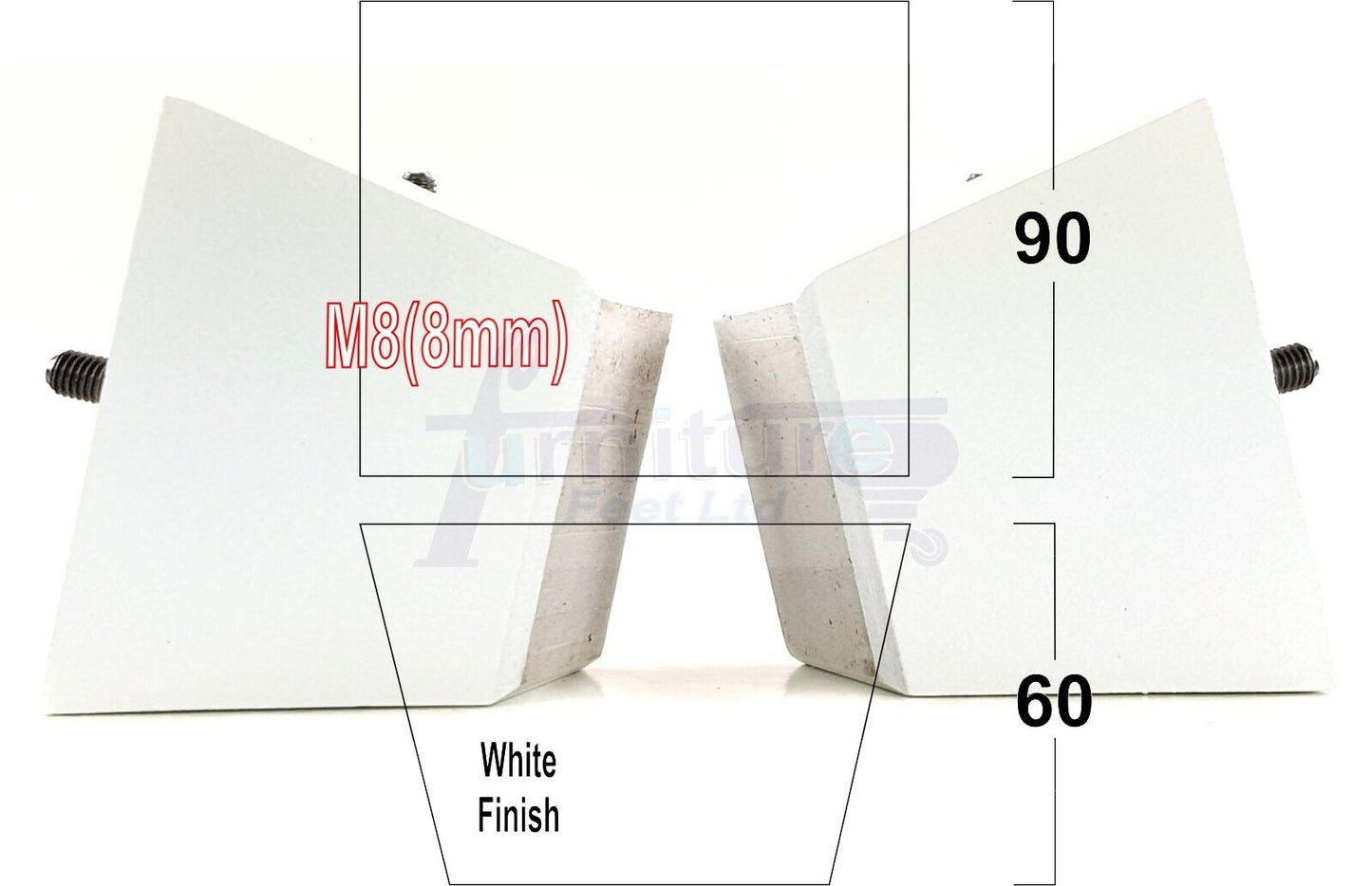 4x Square Wood Sofa Legs 60mm High Replacement Furniture Feet Chairs Cabinets M8 