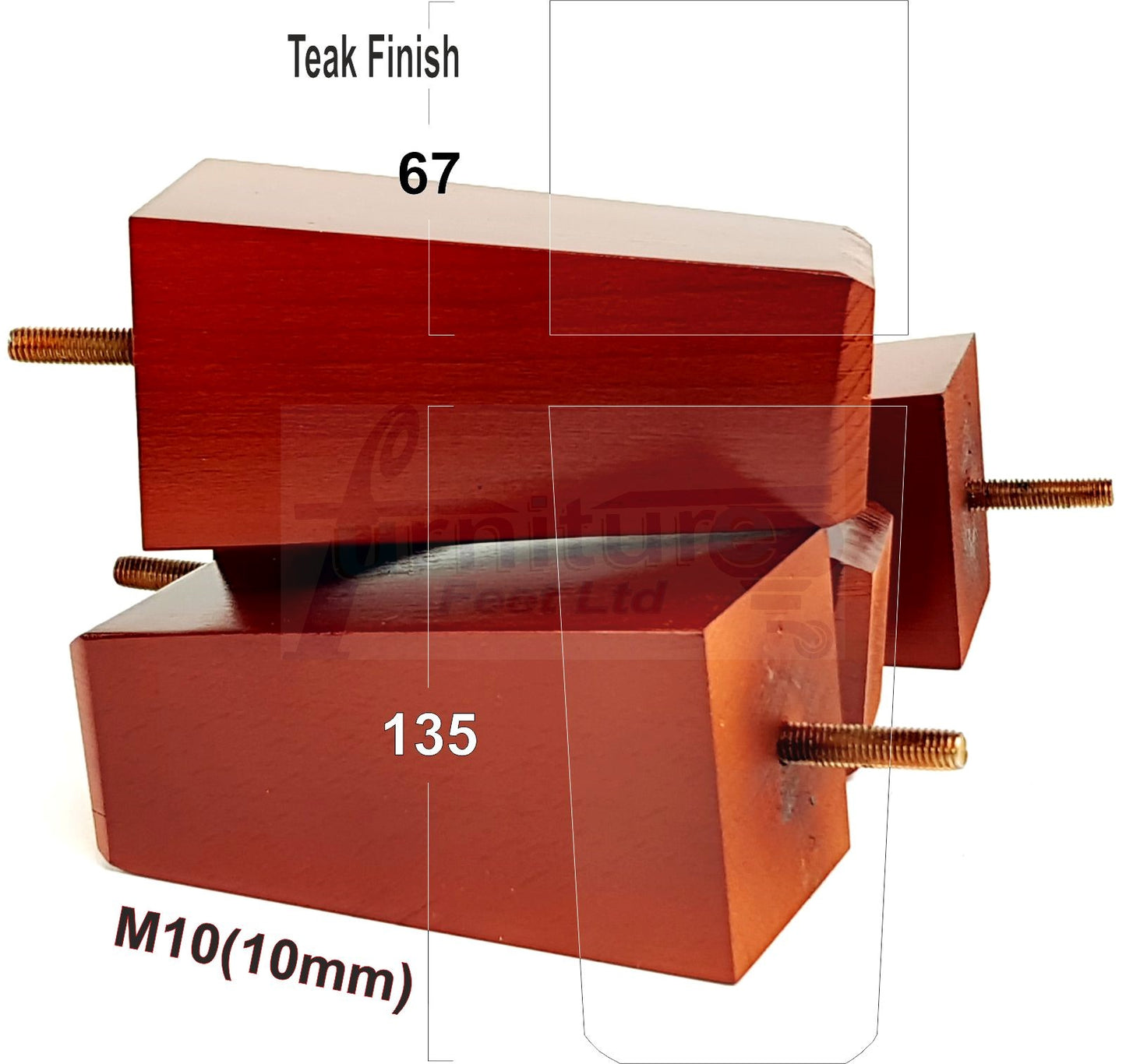 4x Block Wood Sofa Legs 135mm High Replacement Furniture Feet Chairs Cabinets M10 Thread	