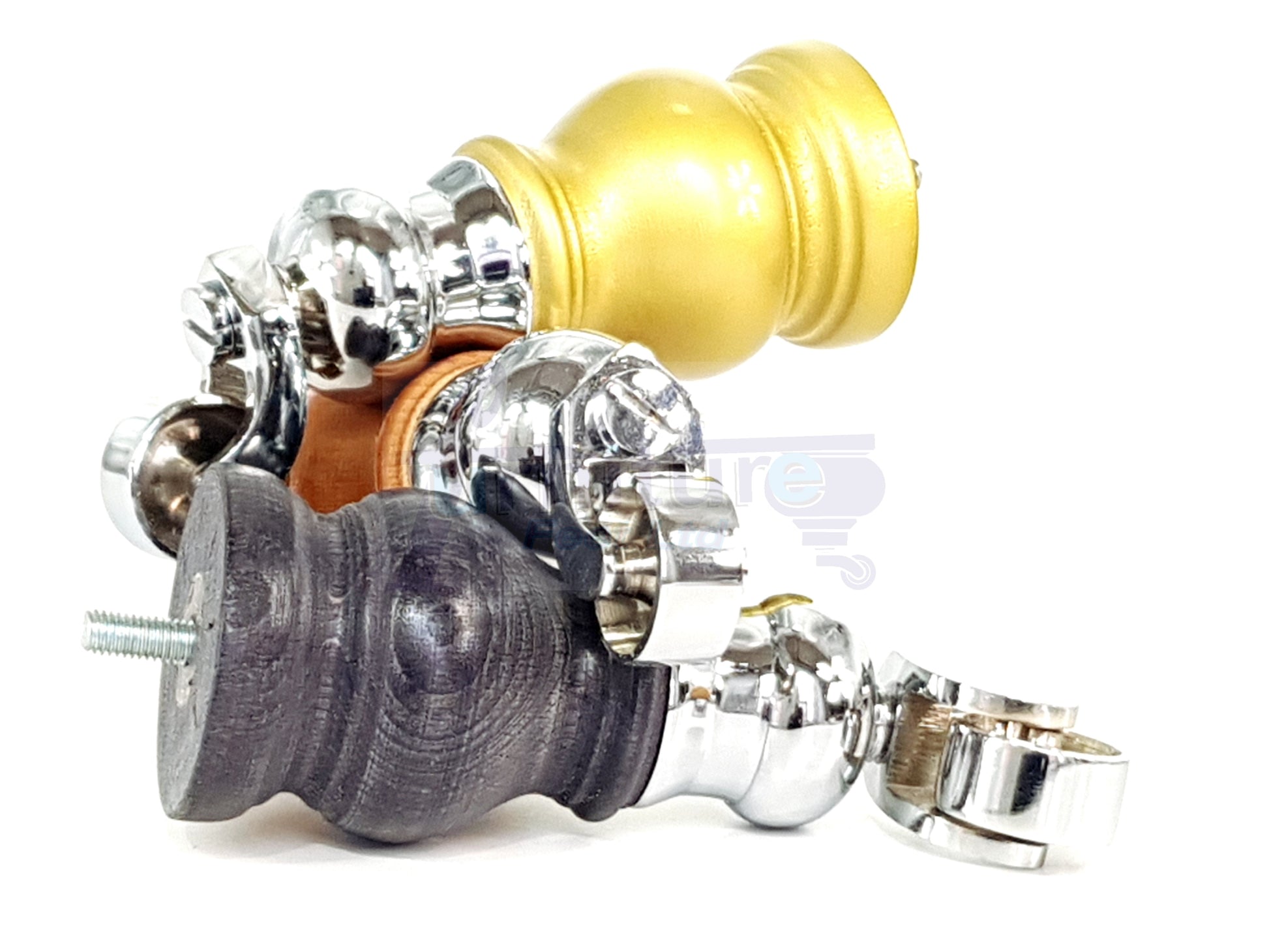 4x Turned Wood Furniture Legs With Castor Wheels 150mm High M8(8mm)